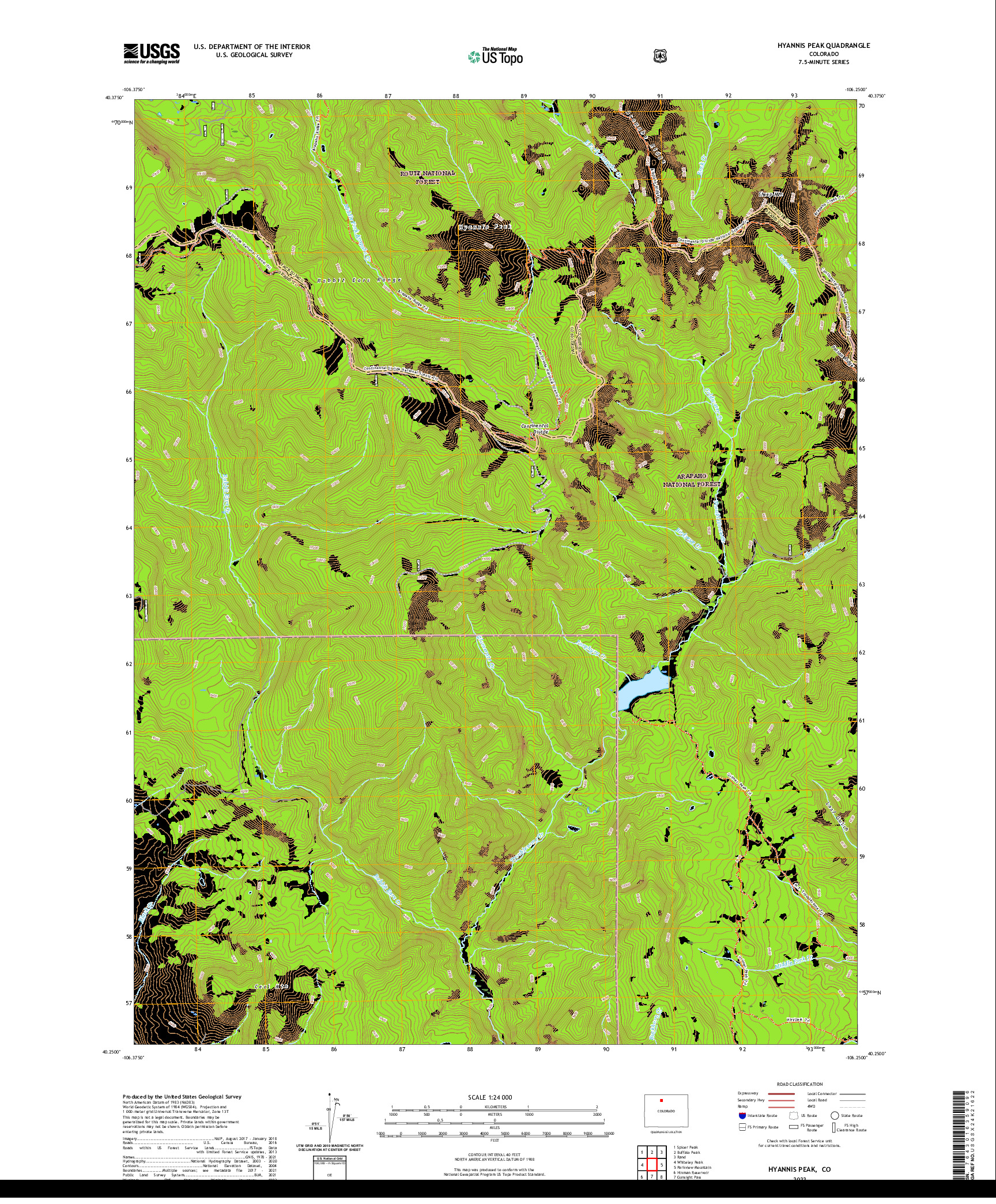 US TOPO 7.5-MINUTE MAP FOR HYANNIS PEAK, CO