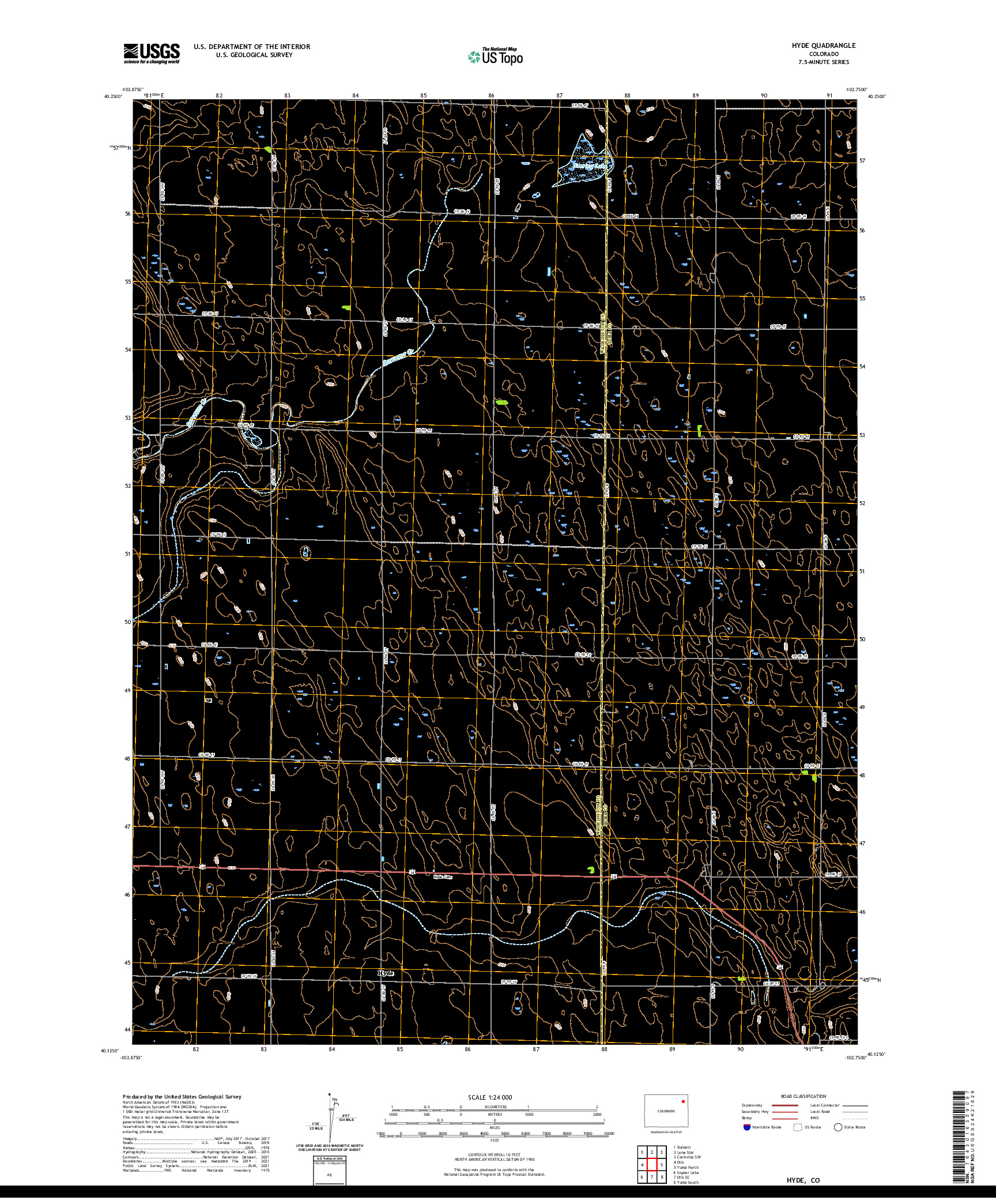 US TOPO 7.5-MINUTE MAP FOR HYDE, CO