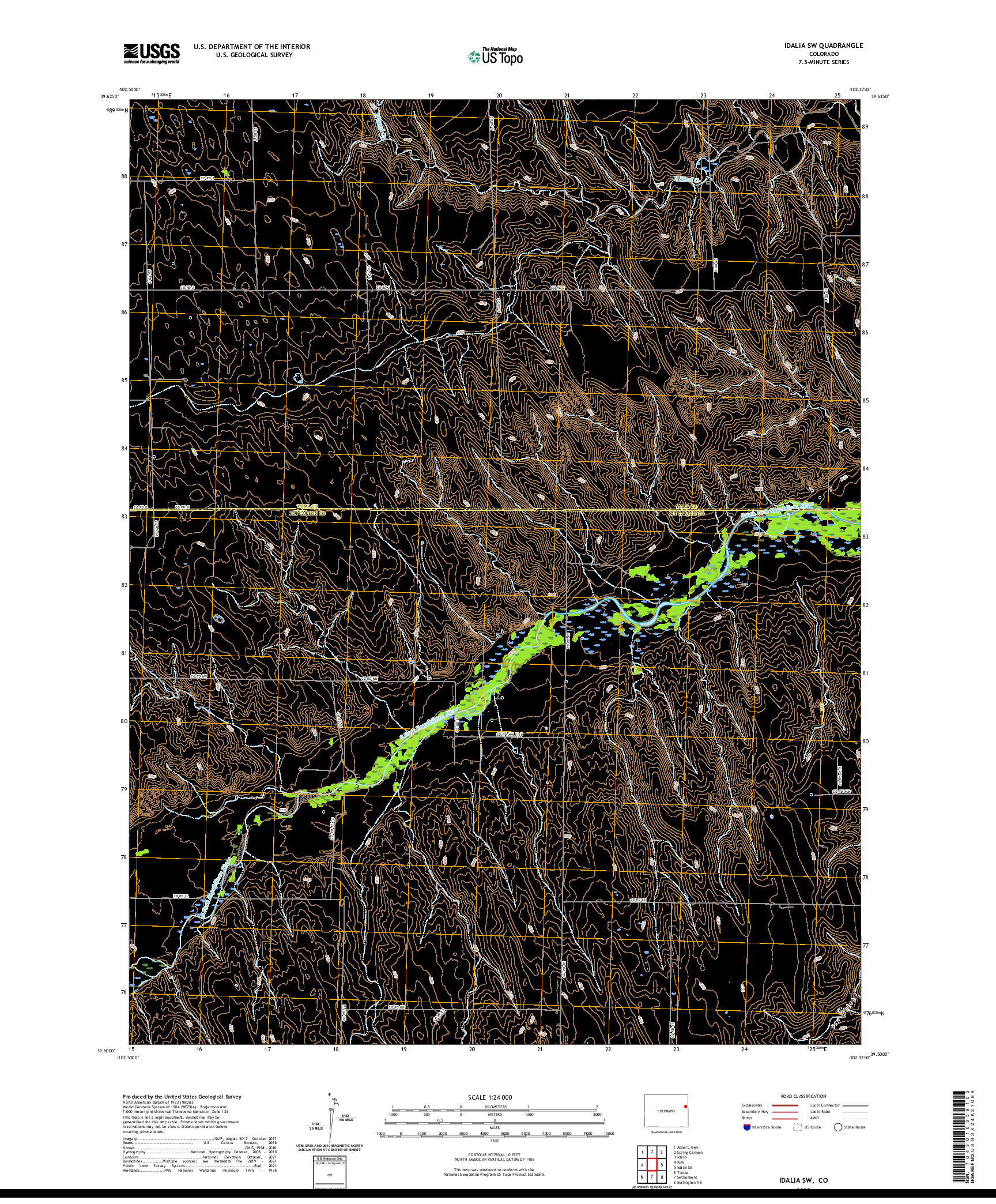 US TOPO 7.5-MINUTE MAP FOR IDALIA SW, CO