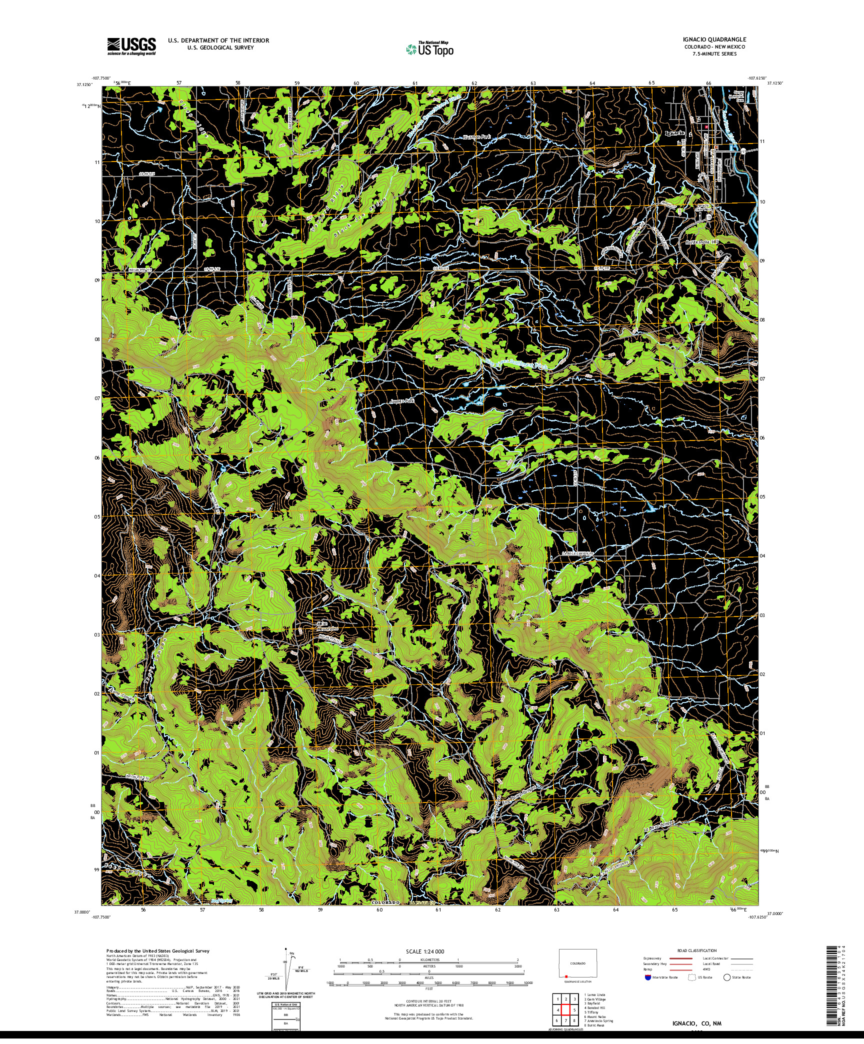 US TOPO 7.5-MINUTE MAP FOR IGNACIO, CO,NM