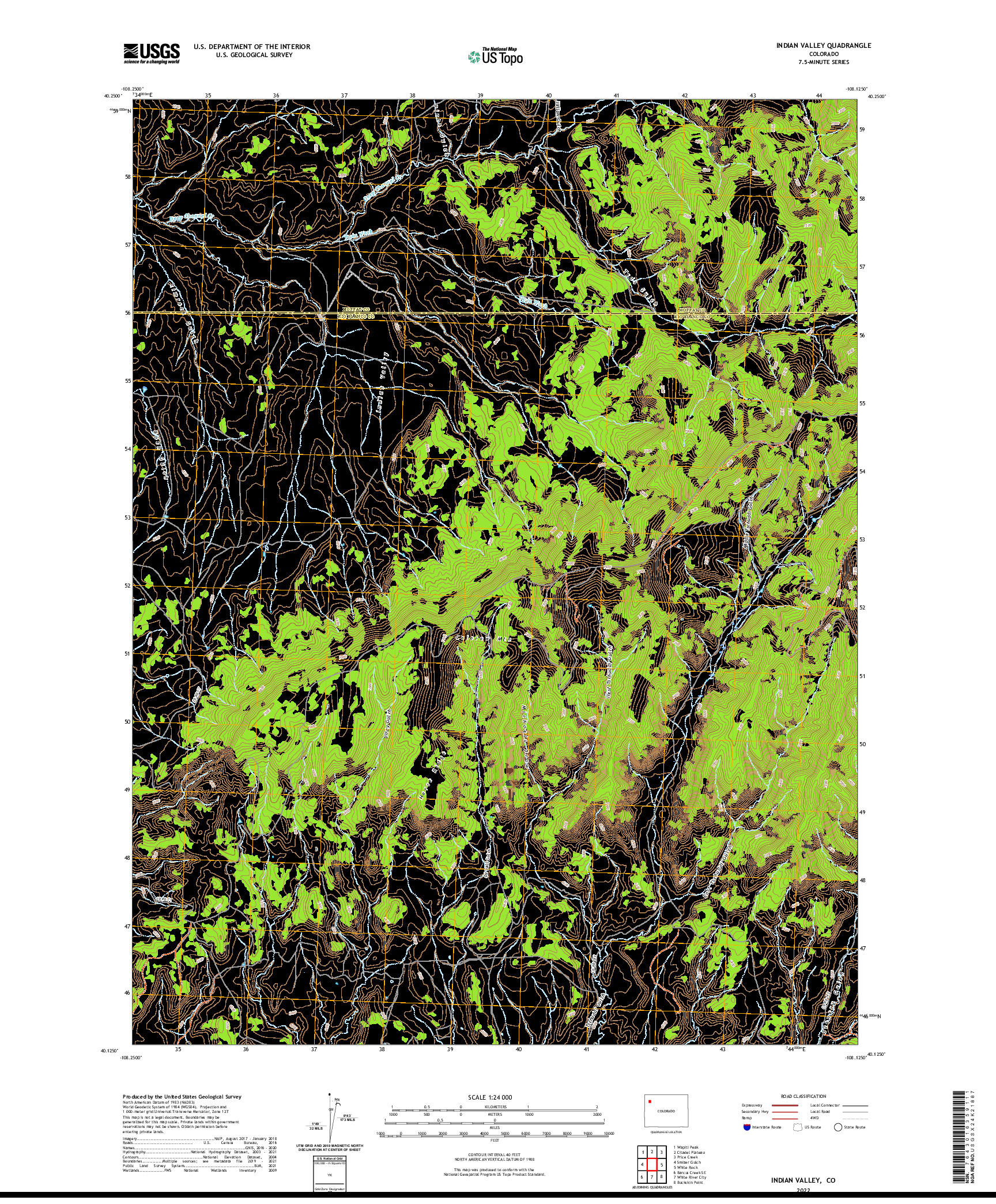 US TOPO 7.5-MINUTE MAP FOR INDIAN VALLEY, CO