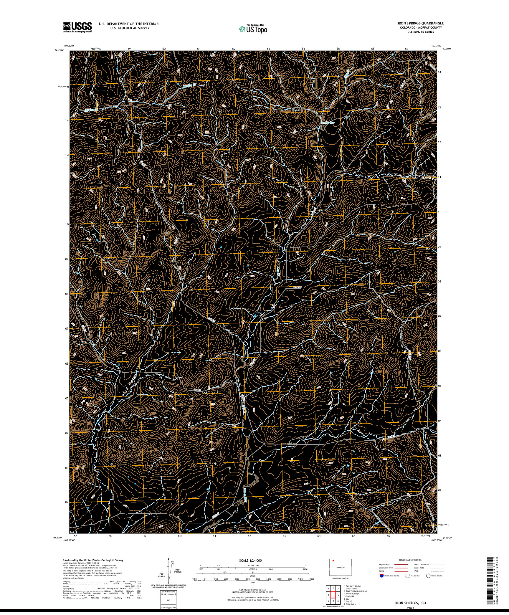 US TOPO 7.5-MINUTE MAP FOR IRON SPRINGS, CO