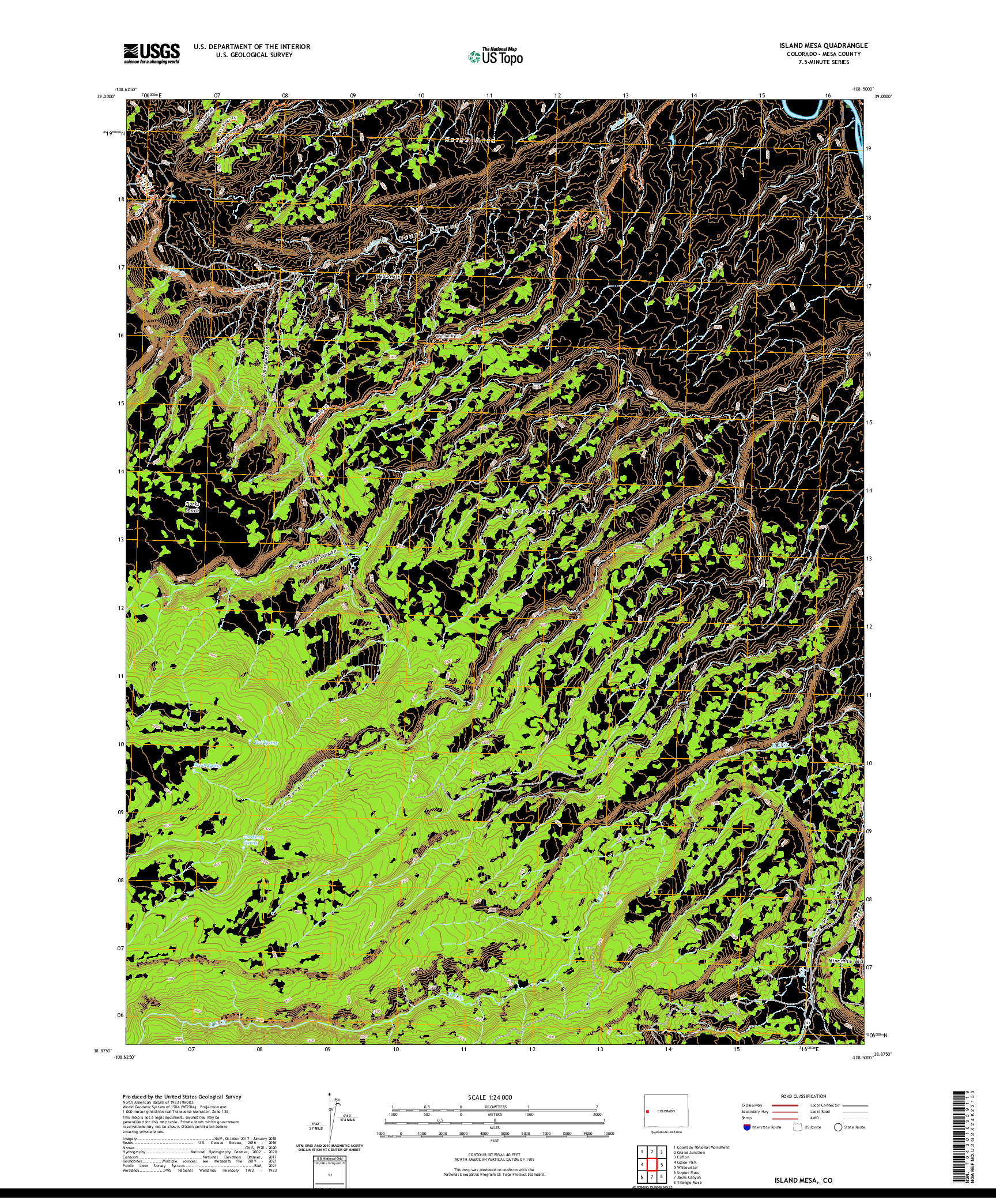 US TOPO 7.5-MINUTE MAP FOR ISLAND MESA, CO