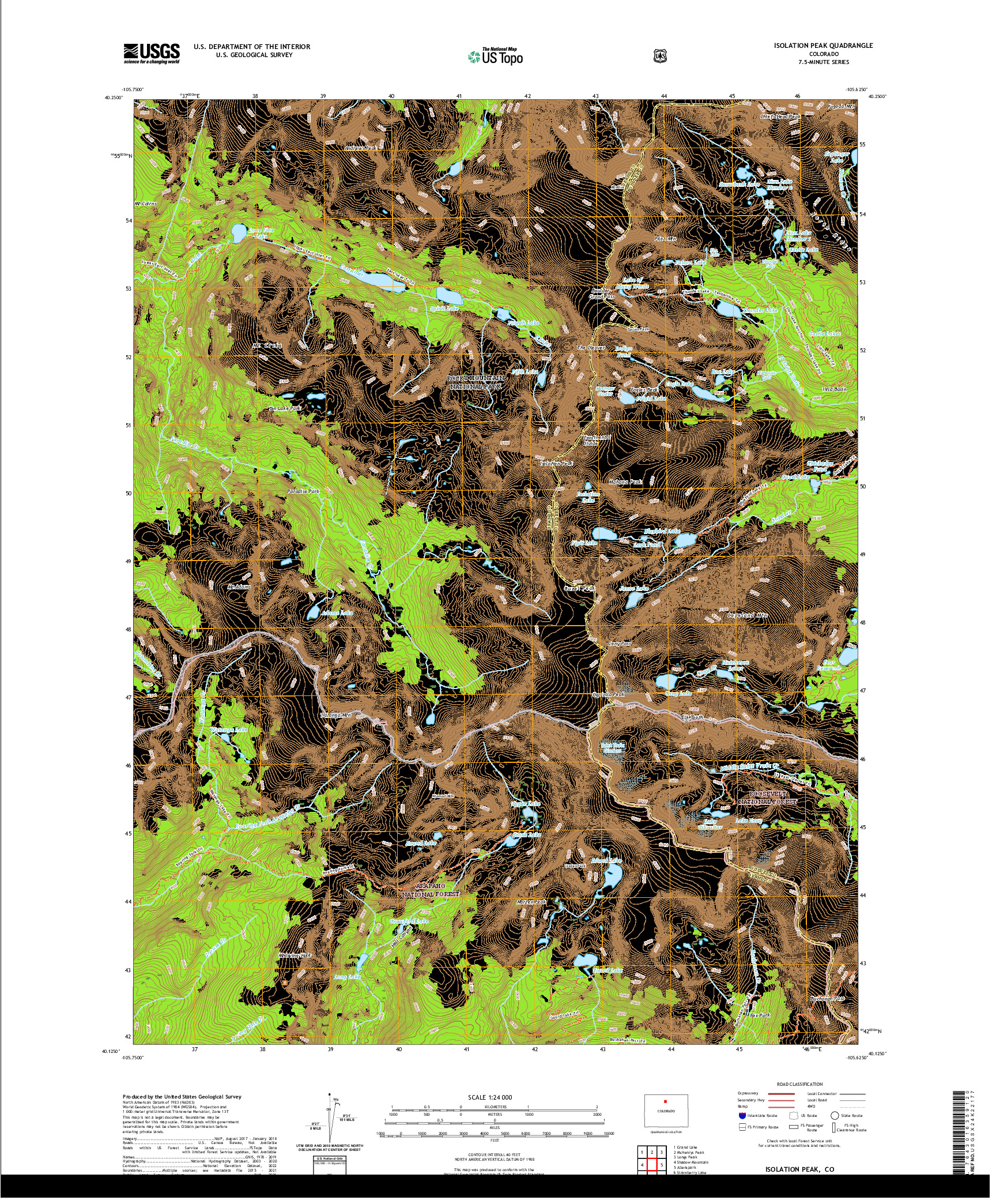 US TOPO 7.5-MINUTE MAP FOR ISOLATION PEAK, CO