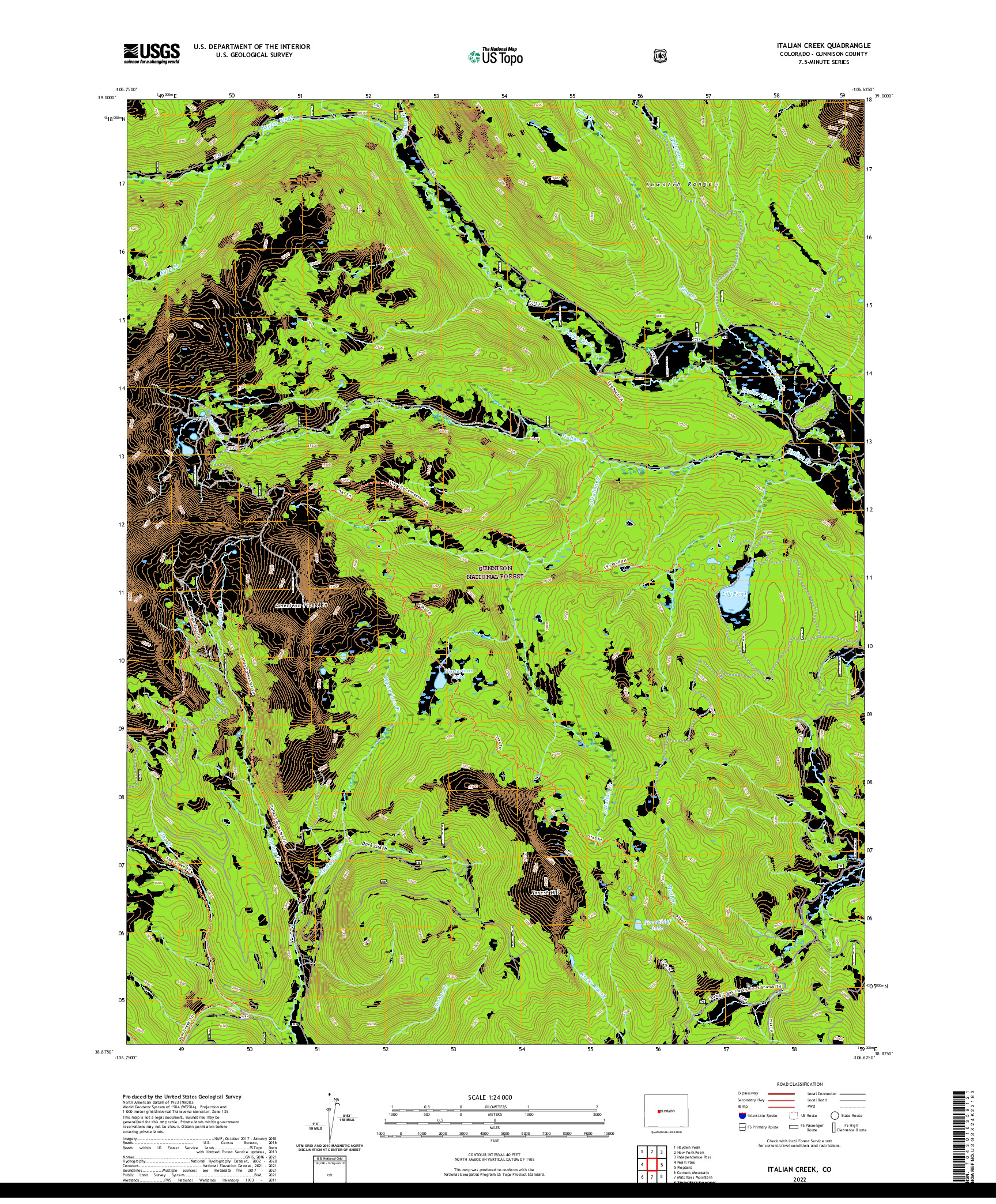 US TOPO 7.5-MINUTE MAP FOR ITALIAN CREEK, CO