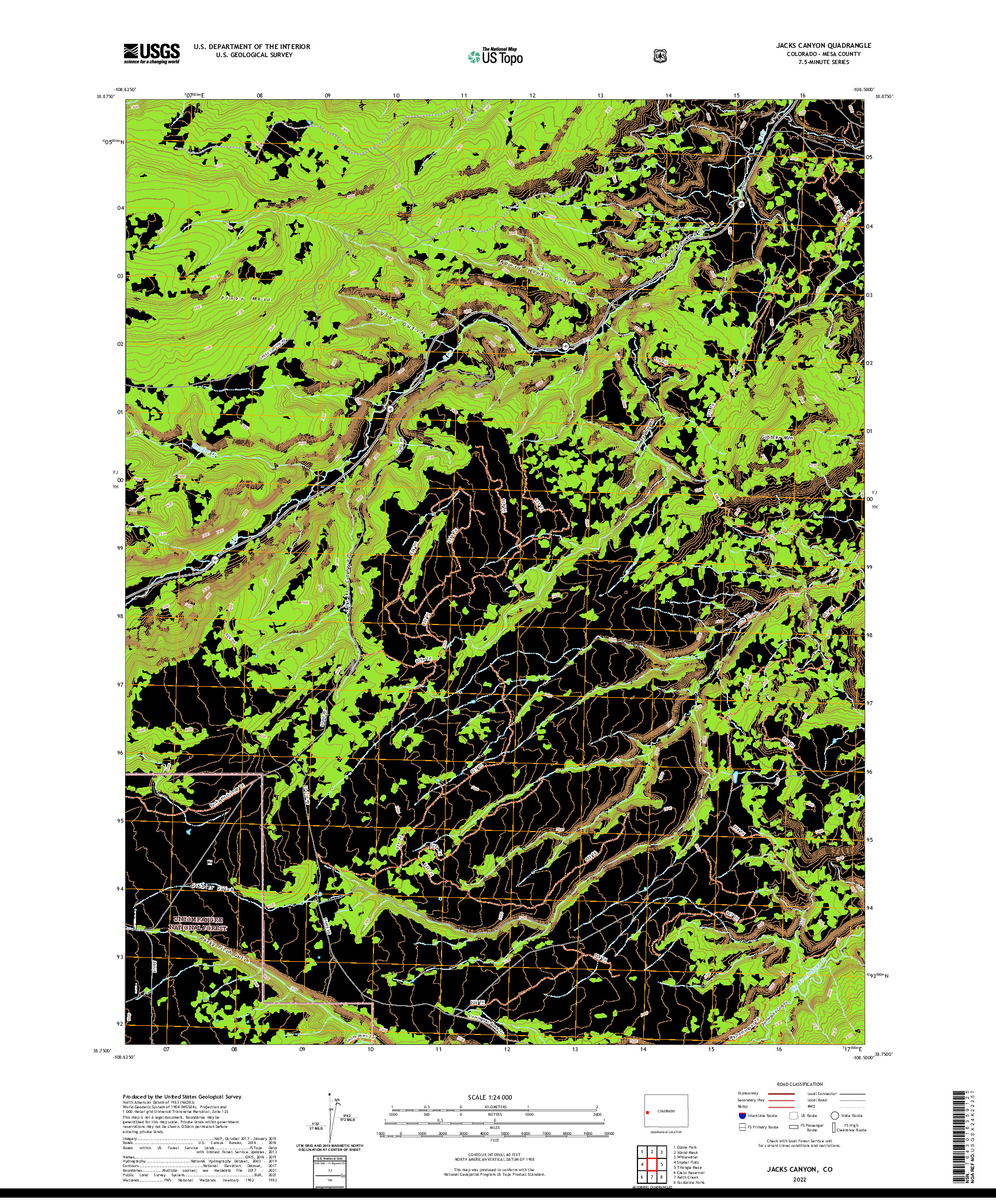 US TOPO 7.5-MINUTE MAP FOR JACKS CANYON, CO