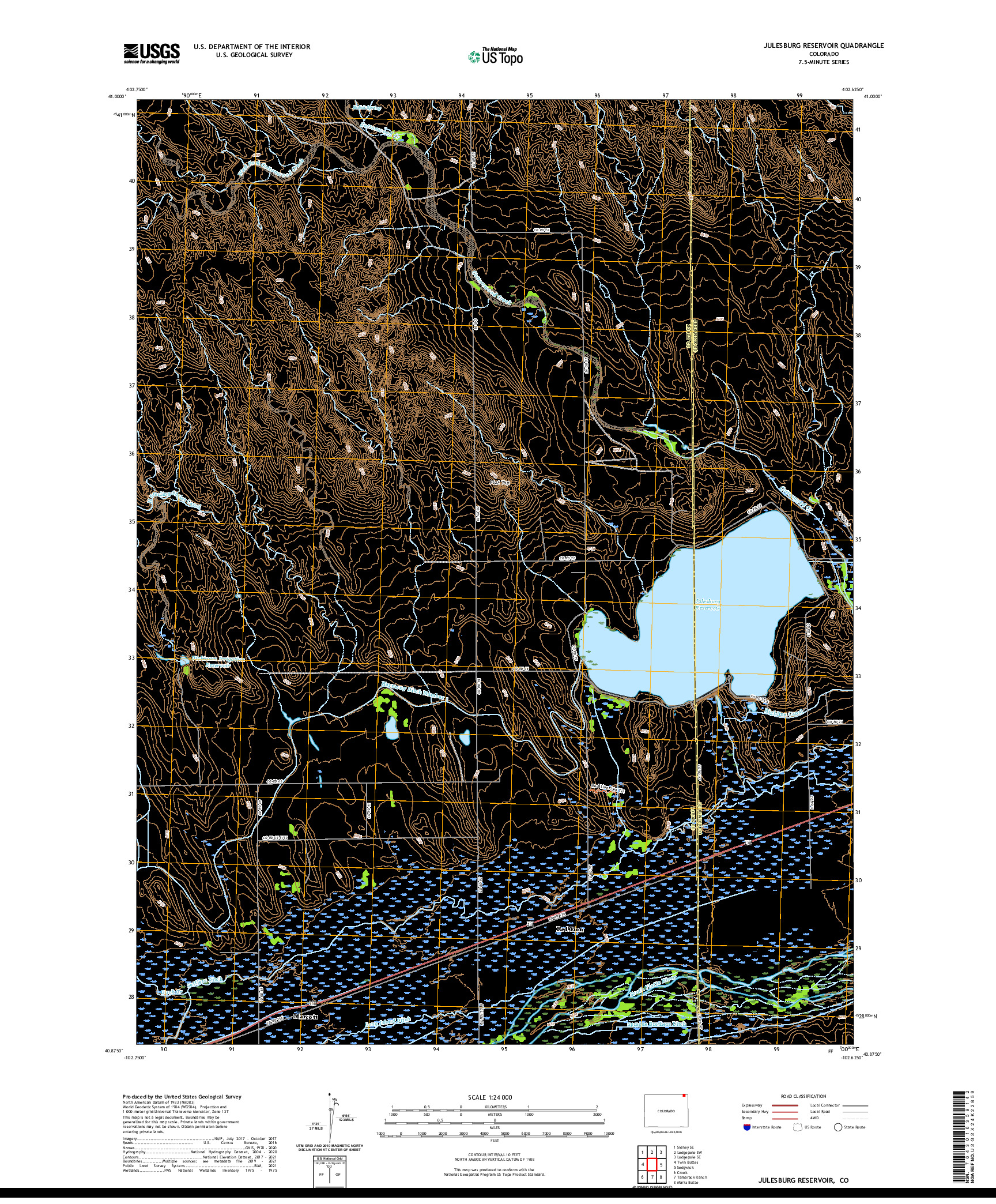 US TOPO 7.5-MINUTE MAP FOR JULESBURG RESERVOIR, CO