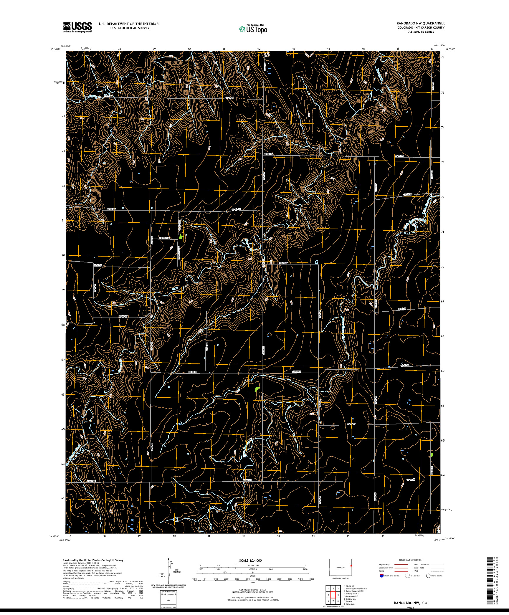 US TOPO 7.5-MINUTE MAP FOR KANORADO NW, CO