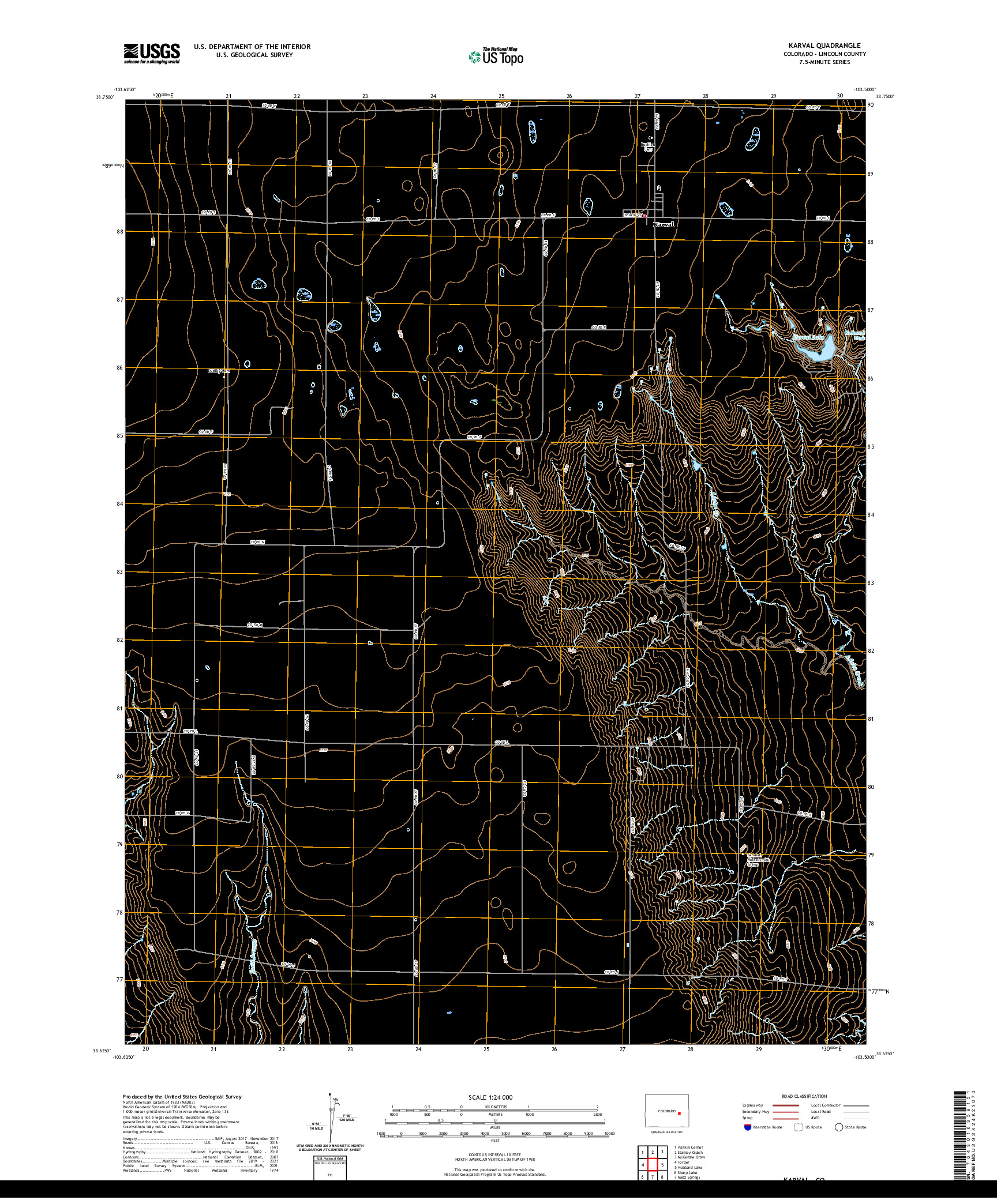 US TOPO 7.5-MINUTE MAP FOR KARVAL, CO