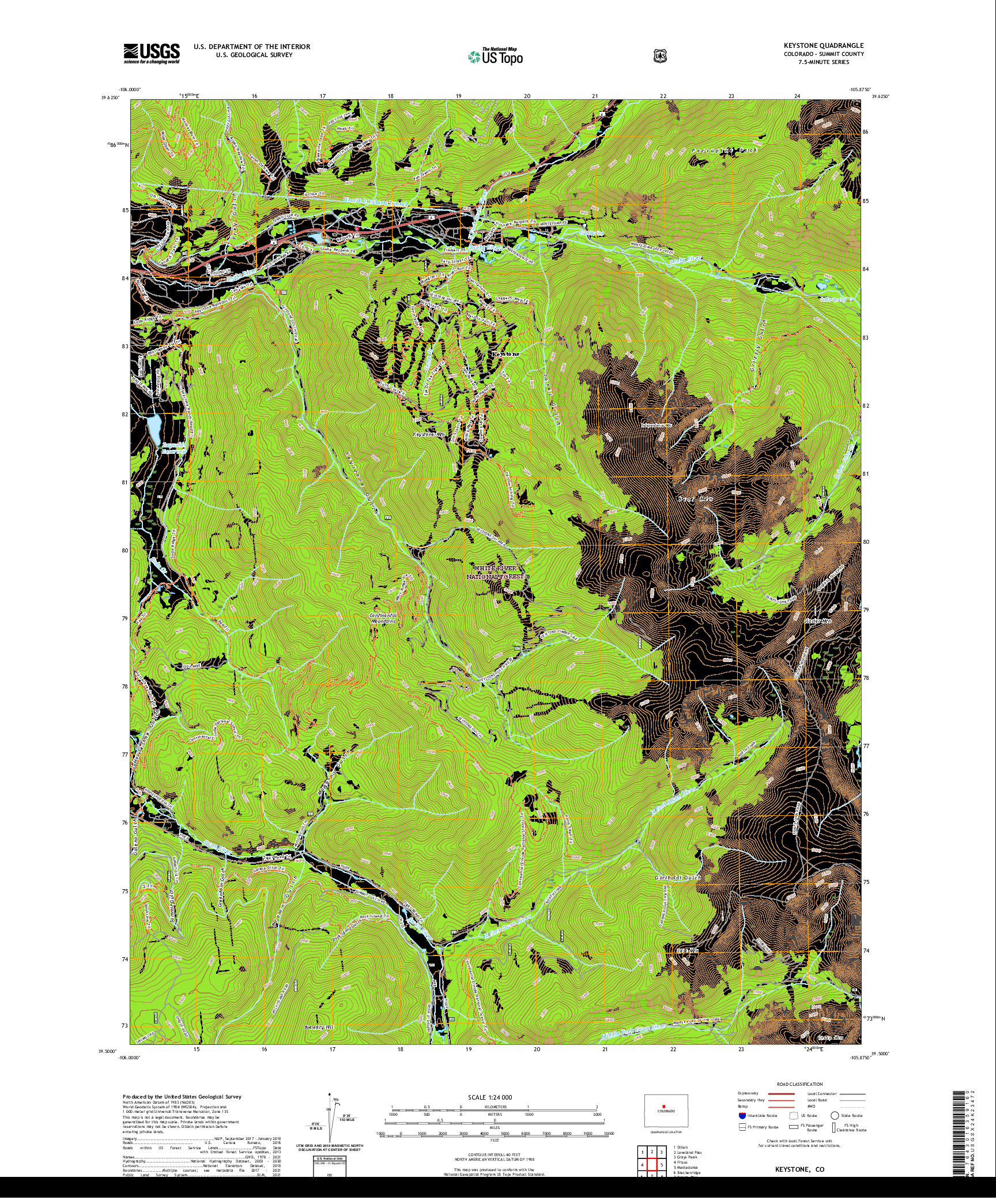 US TOPO 7.5-MINUTE MAP FOR KEYSTONE, CO