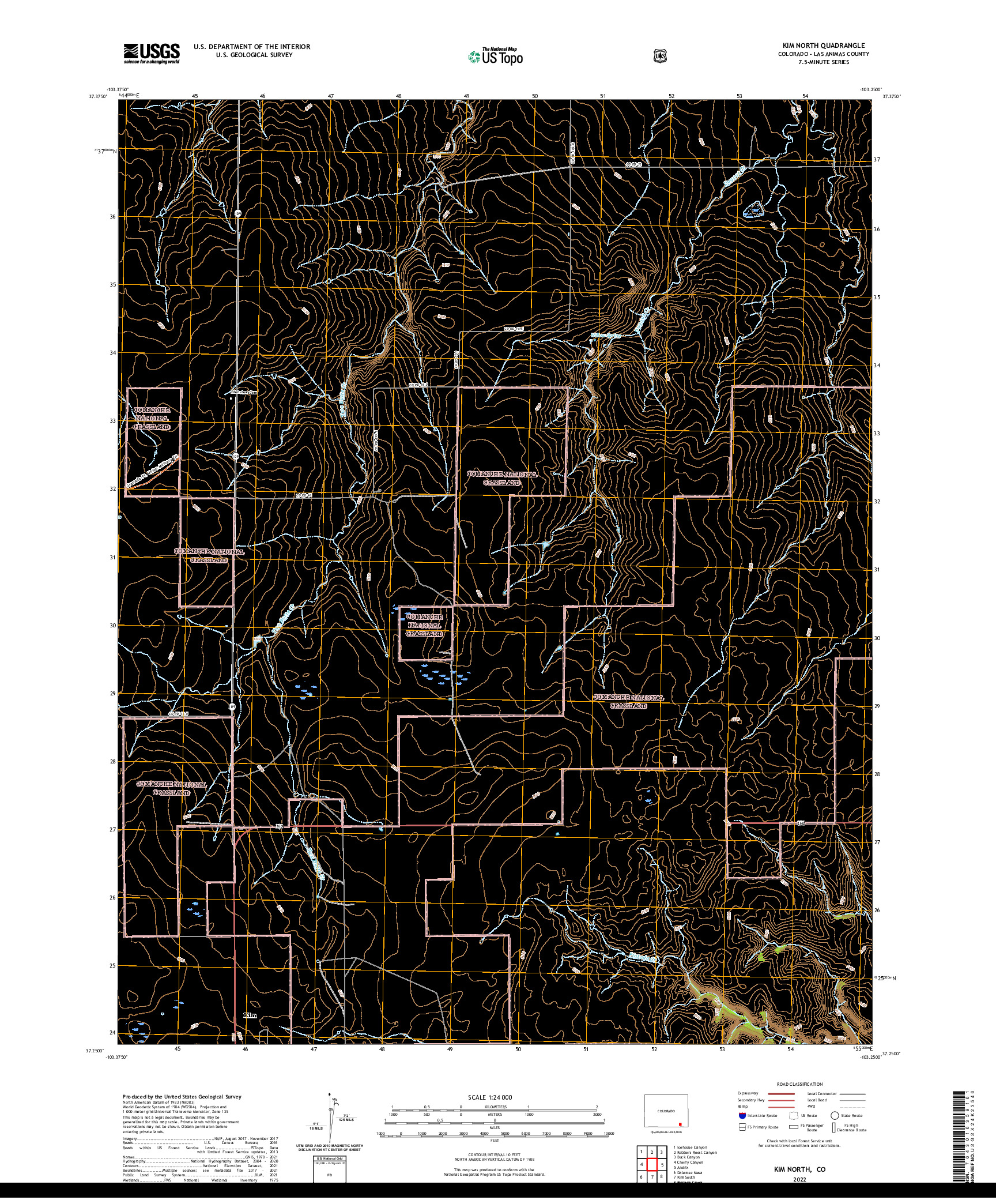 US TOPO 7.5-MINUTE MAP FOR KIM NORTH, CO
