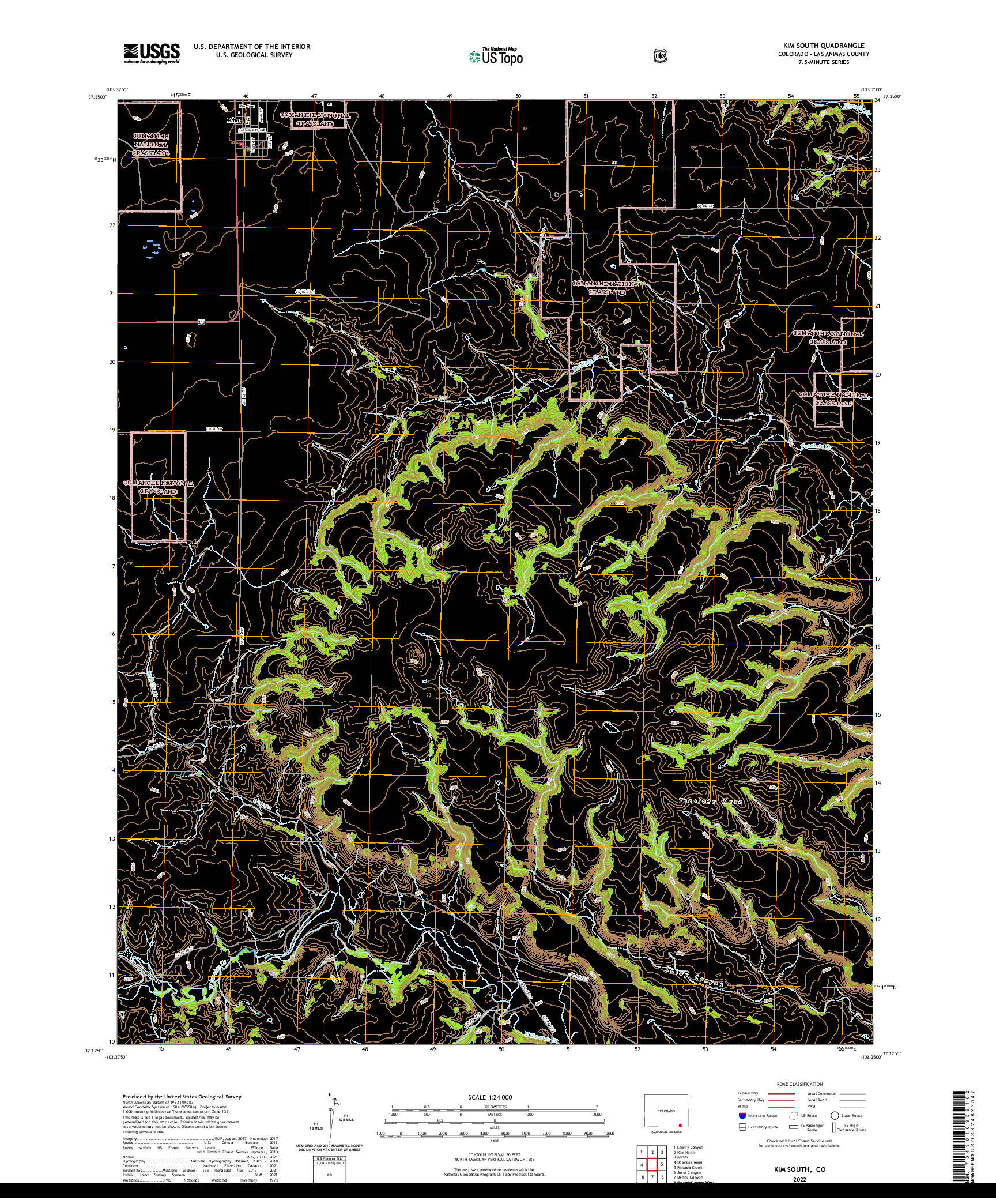 US TOPO 7.5-MINUTE MAP FOR KIM SOUTH, CO