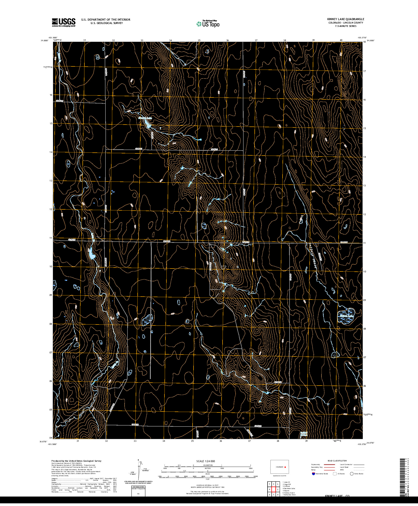 US TOPO 7.5-MINUTE MAP FOR KINNEY LAKE, CO