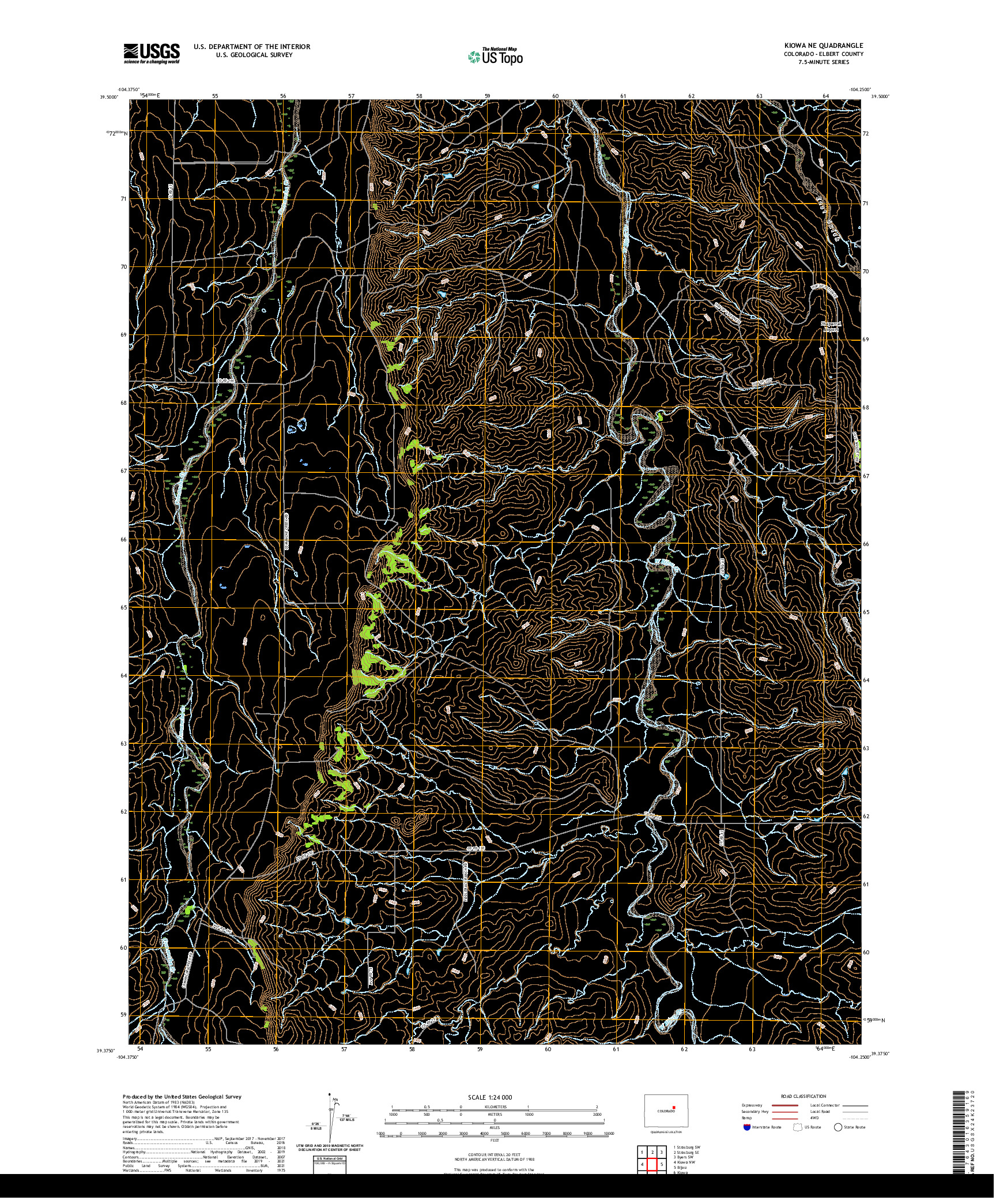 US TOPO 7.5-MINUTE MAP FOR KIOWA NE, CO