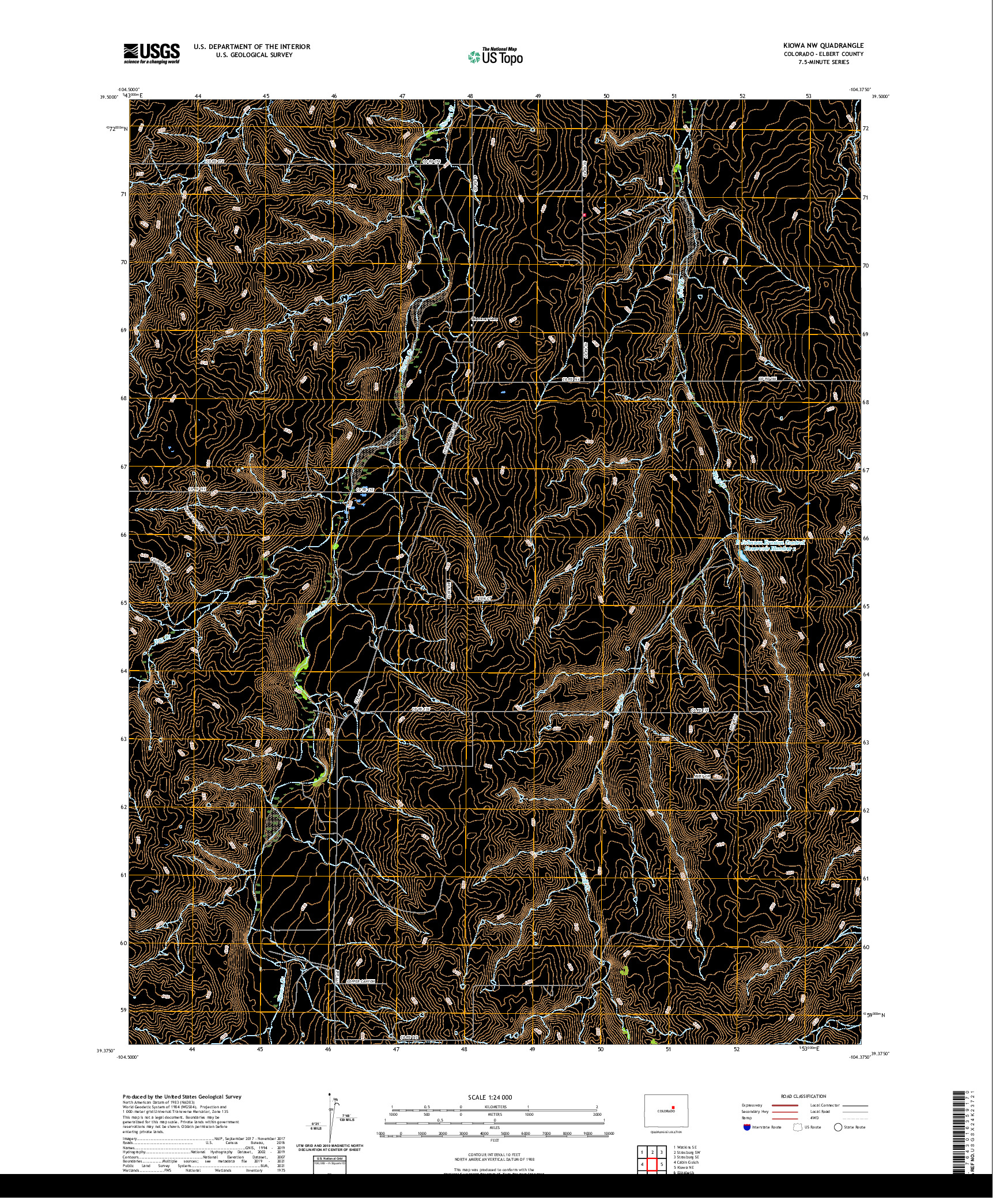 US TOPO 7.5-MINUTE MAP FOR KIOWA NW, CO