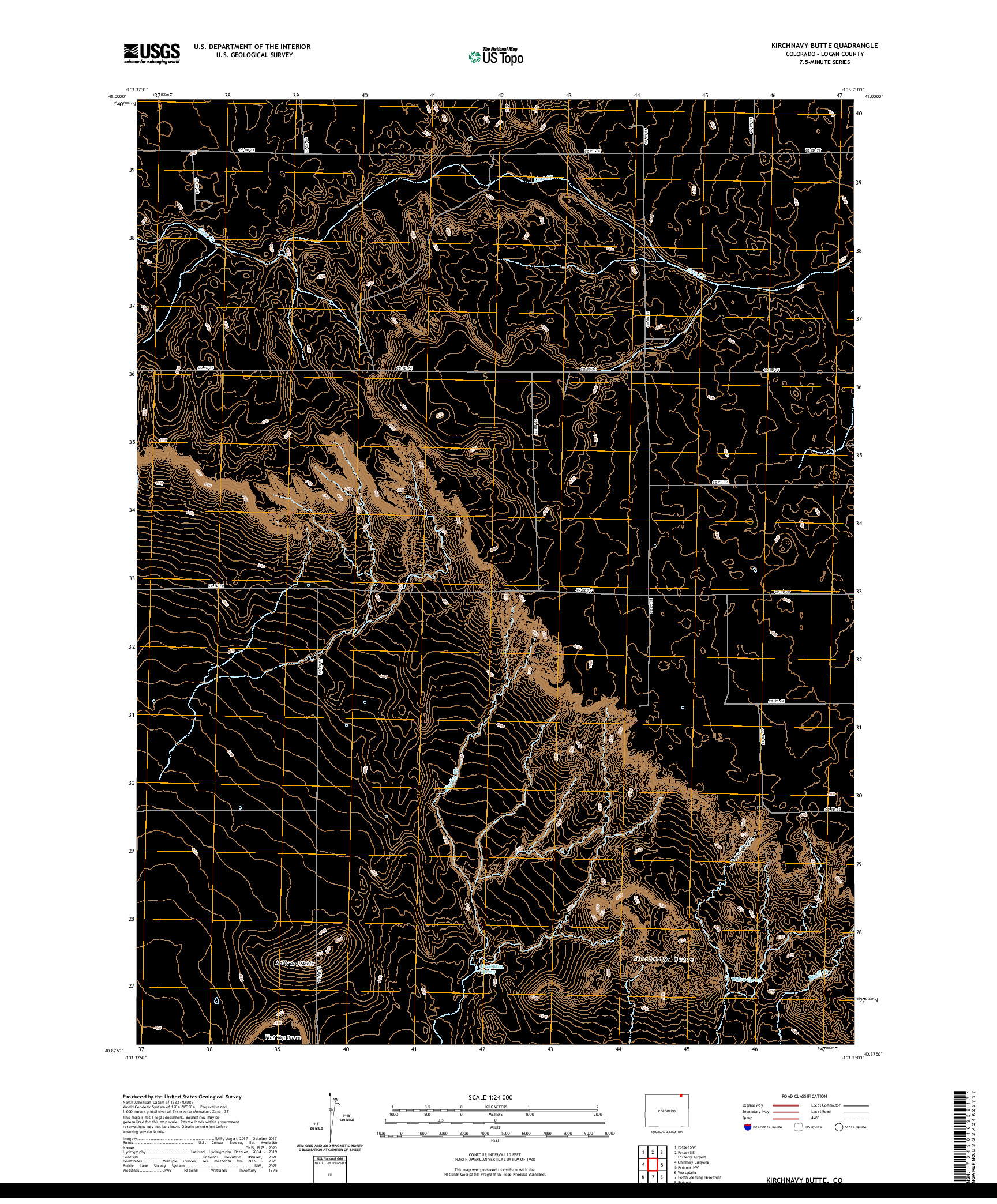 US TOPO 7.5-MINUTE MAP FOR KIRCHNAVY BUTTE, CO