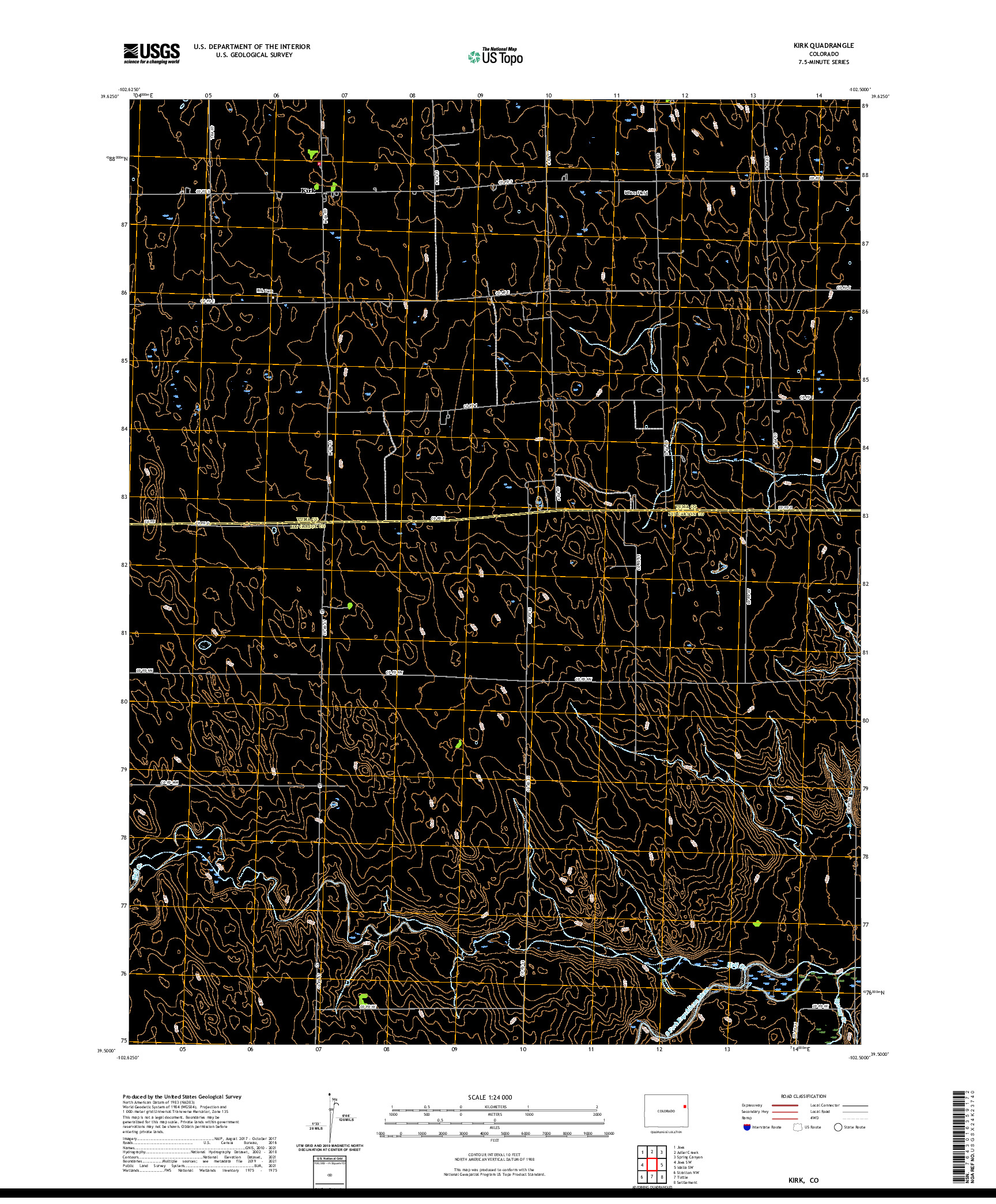 US TOPO 7.5-MINUTE MAP FOR KIRK, CO