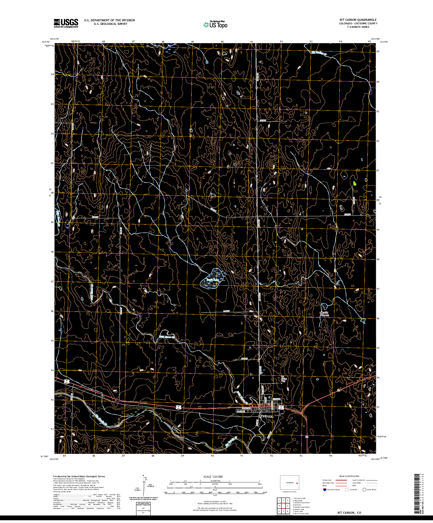 US TOPO 7.5-MINUTE MAP FOR KIT CARSON, CO