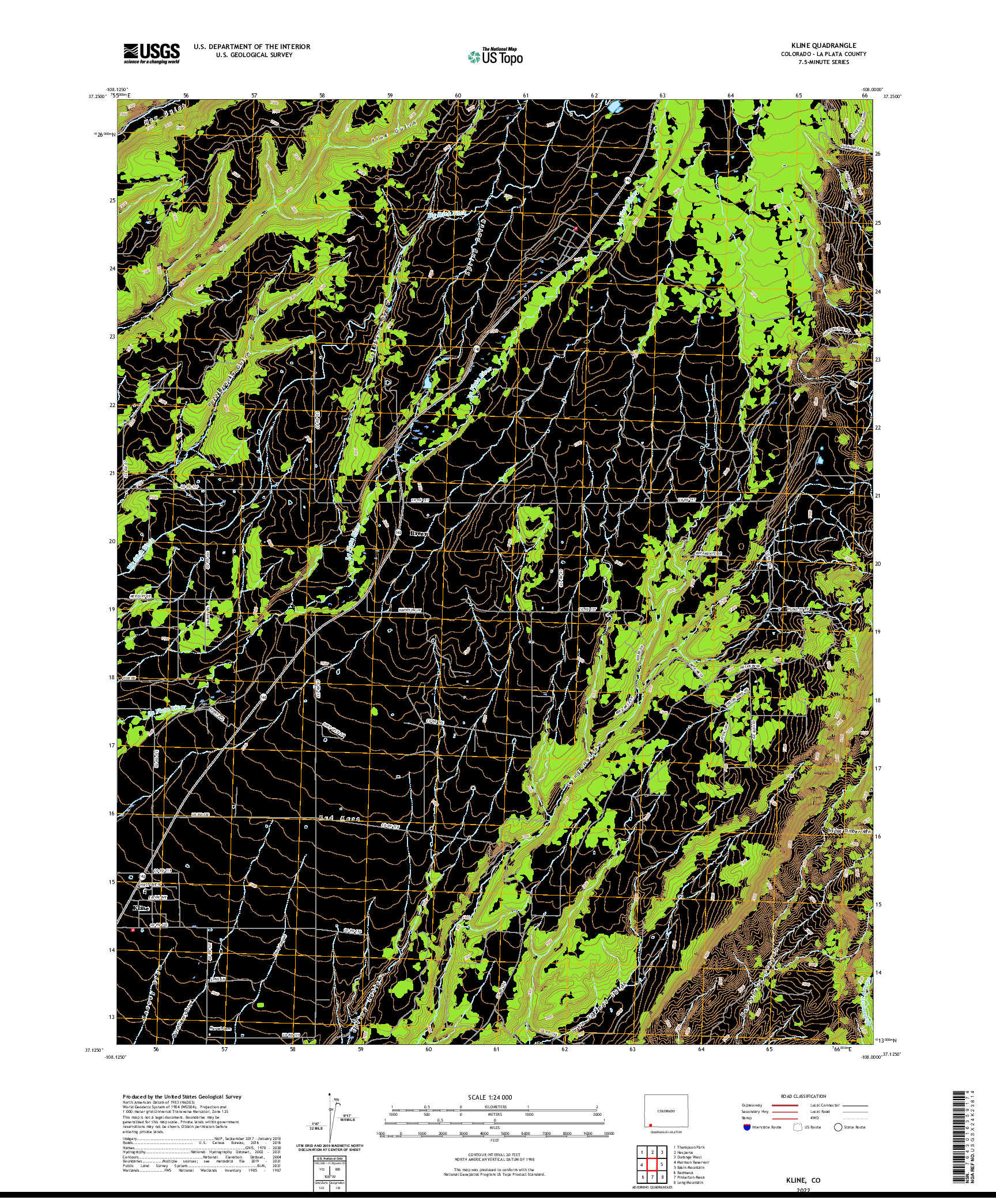 US TOPO 7.5-MINUTE MAP FOR KLINE, CO