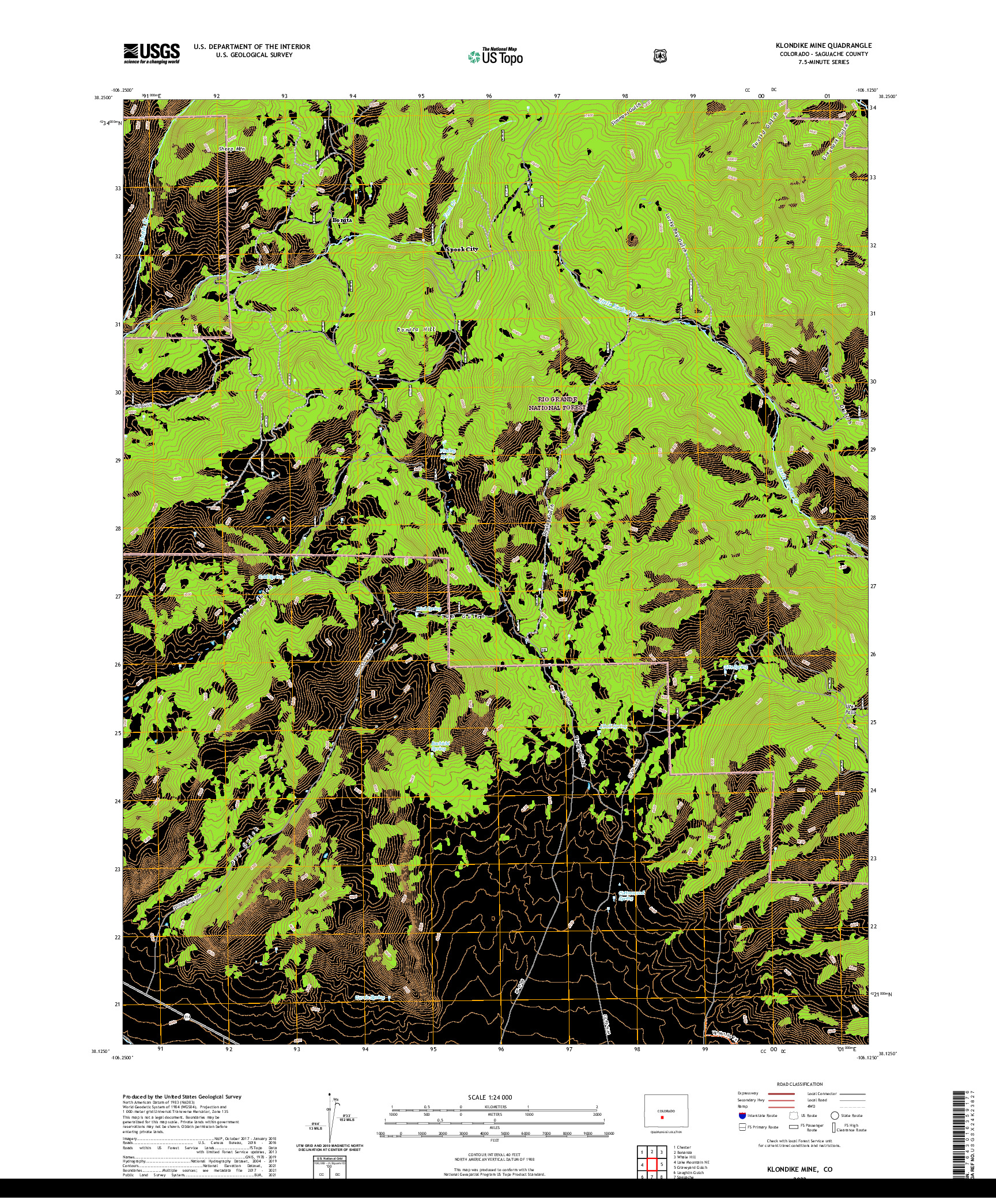 US TOPO 7.5-MINUTE MAP FOR KLONDIKE MINE, CO