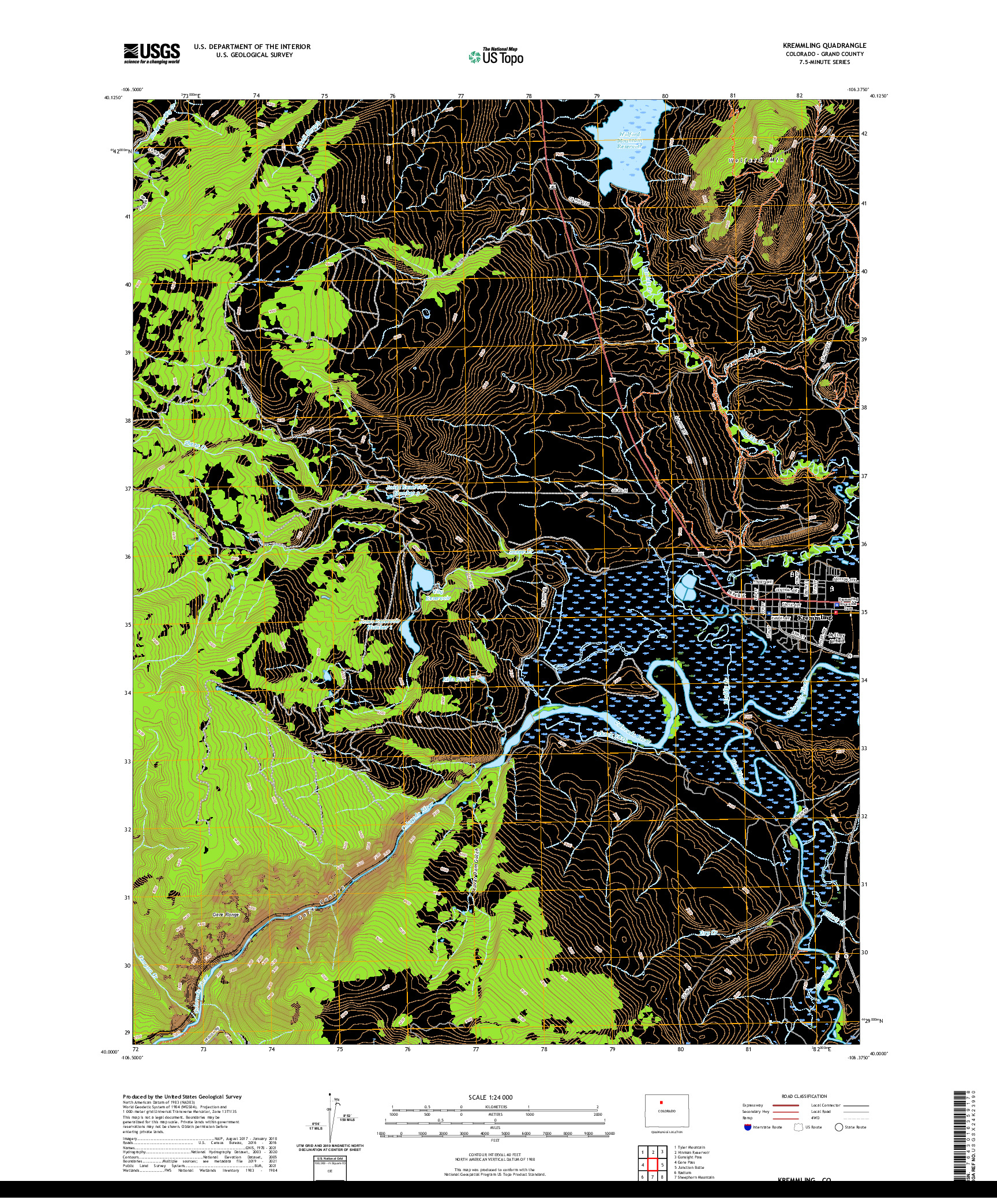 US TOPO 7.5-MINUTE MAP FOR KREMMLING, CO