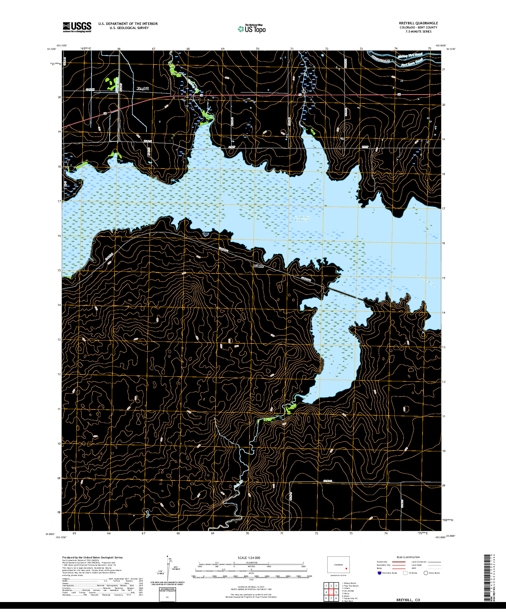 US TOPO 7.5-MINUTE MAP FOR KREYBILL, CO