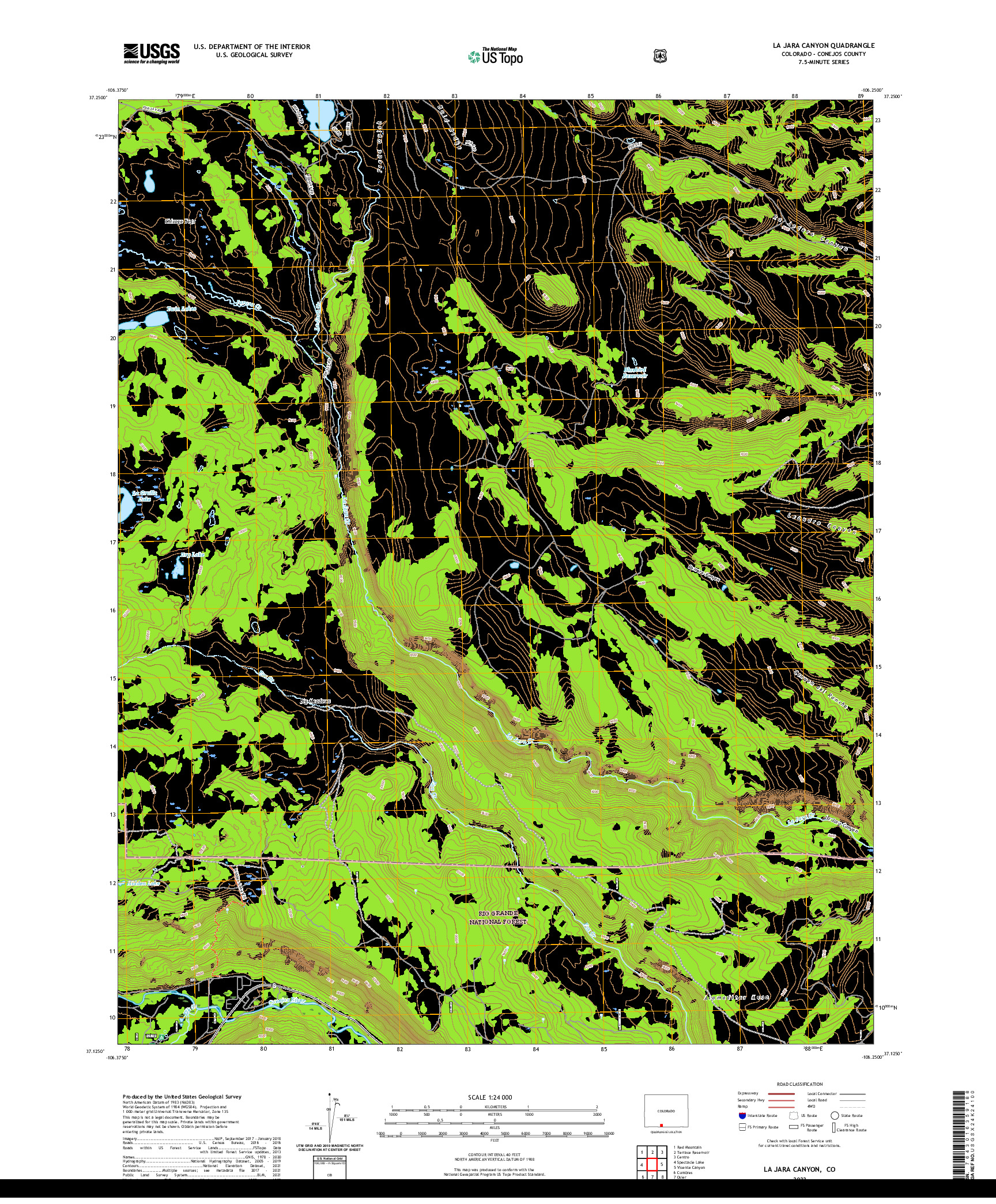 US TOPO 7.5-MINUTE MAP FOR LA JARA CANYON, CO