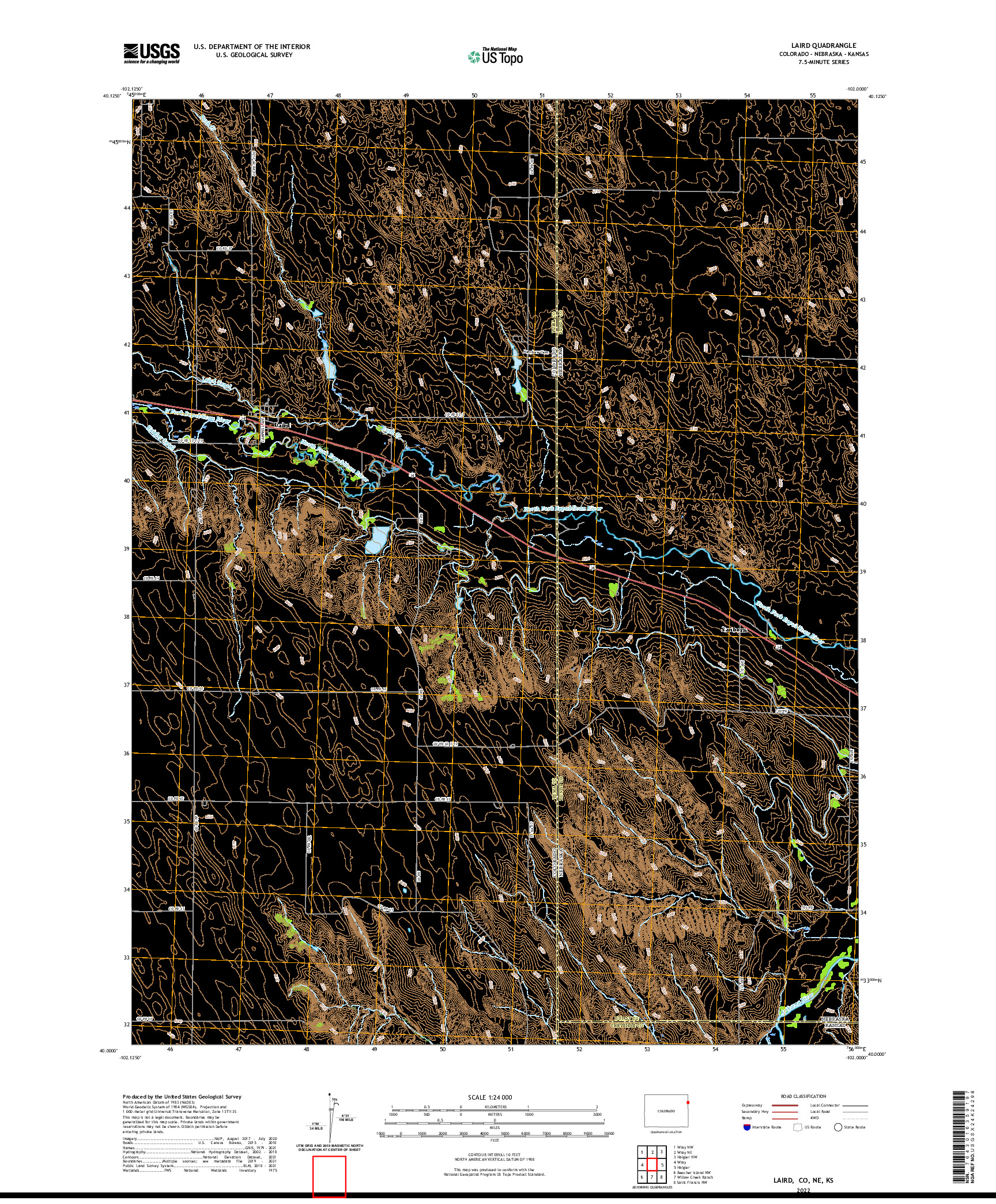 US TOPO 7.5-MINUTE MAP FOR LAIRD, CO,NE,KS