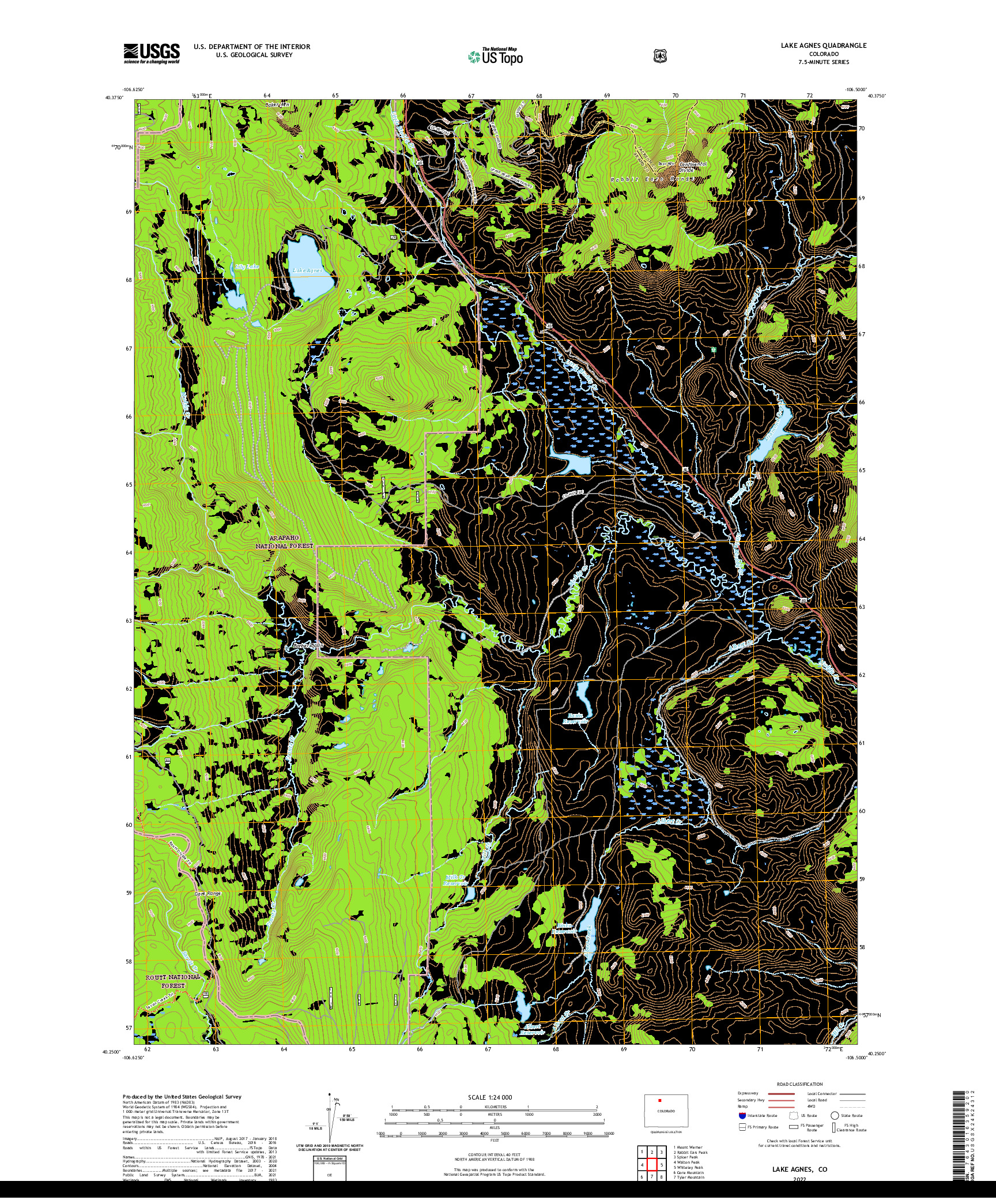 US TOPO 7.5-MINUTE MAP FOR LAKE AGNES, CO