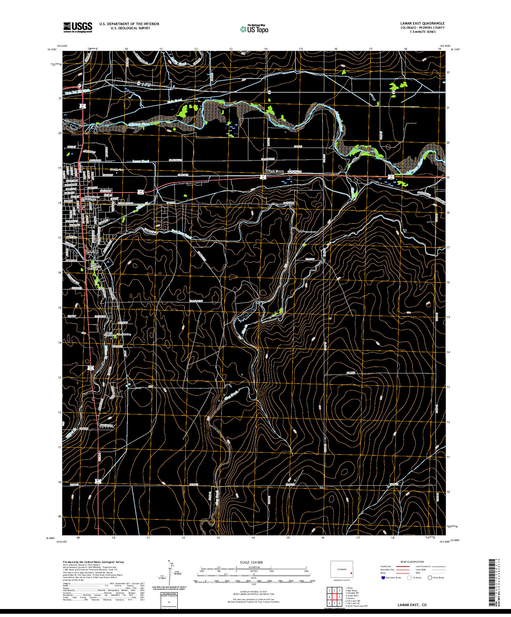 US TOPO 7.5-MINUTE MAP FOR LAMAR EAST, CO