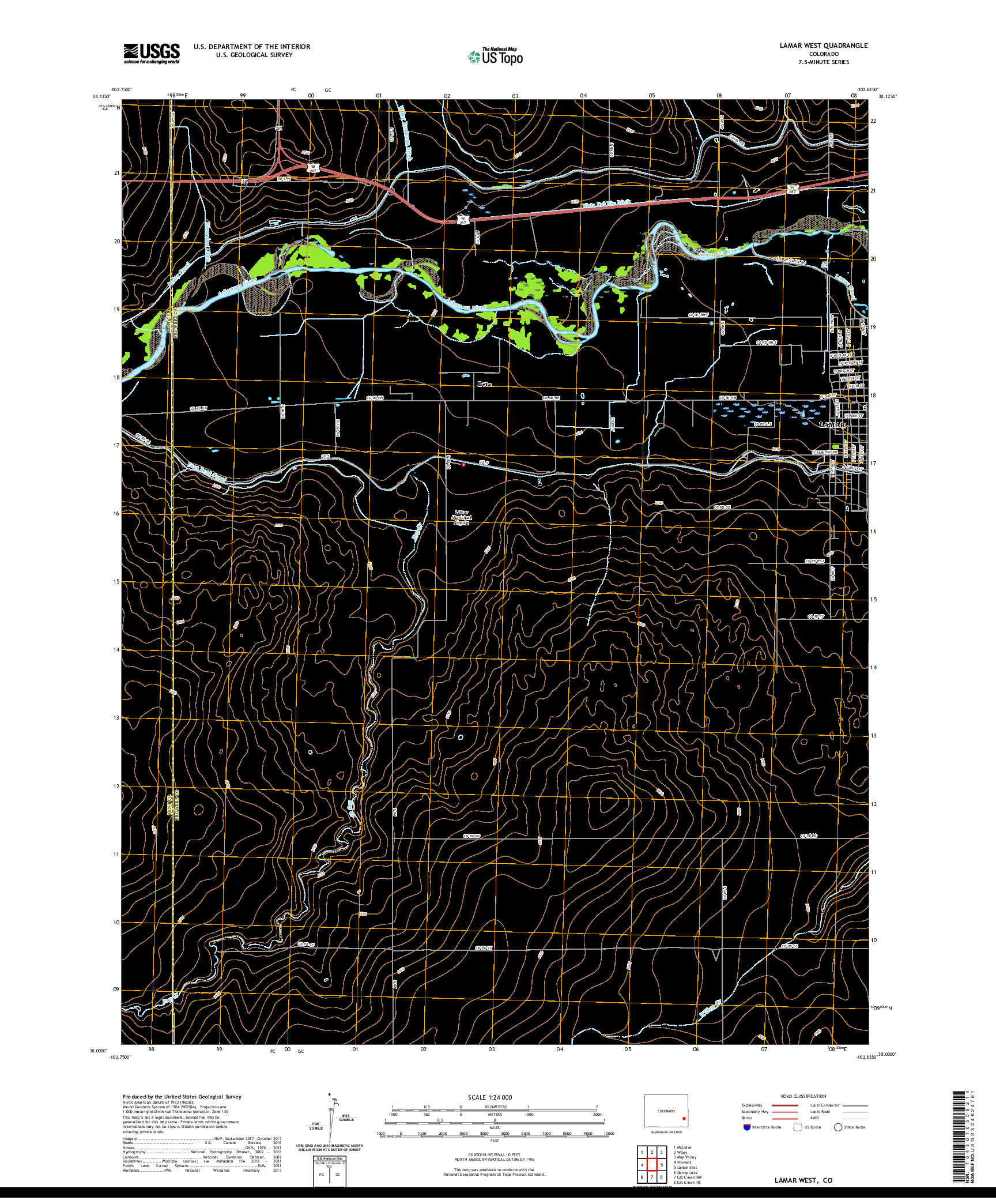 US TOPO 7.5-MINUTE MAP FOR LAMAR WEST, CO