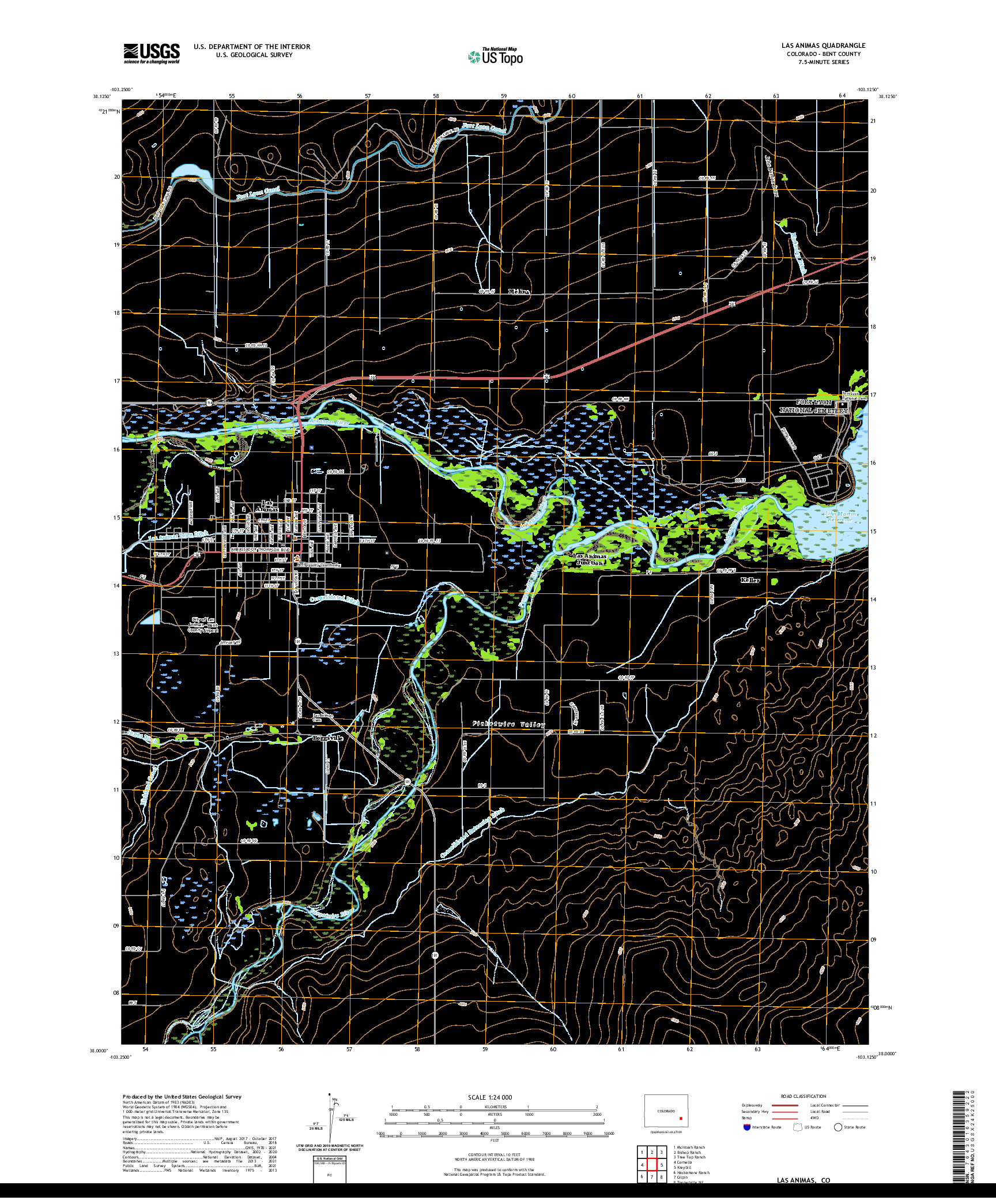 US TOPO 7.5-MINUTE MAP FOR LAS ANIMAS, CO