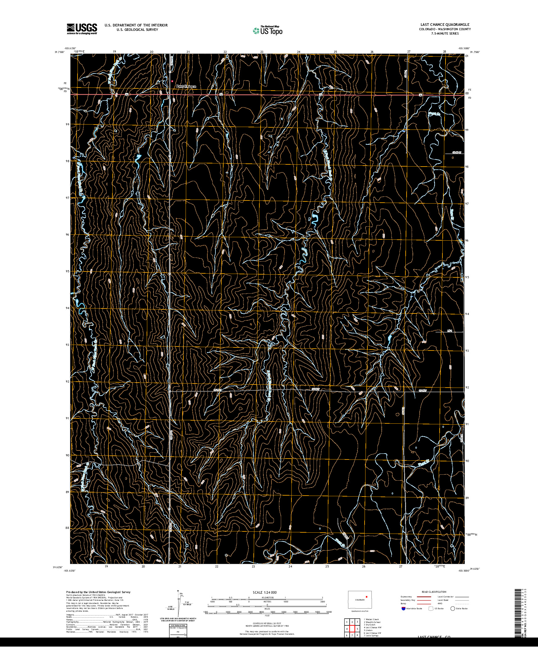 US TOPO 7.5-MINUTE MAP FOR LAST CHANCE, CO