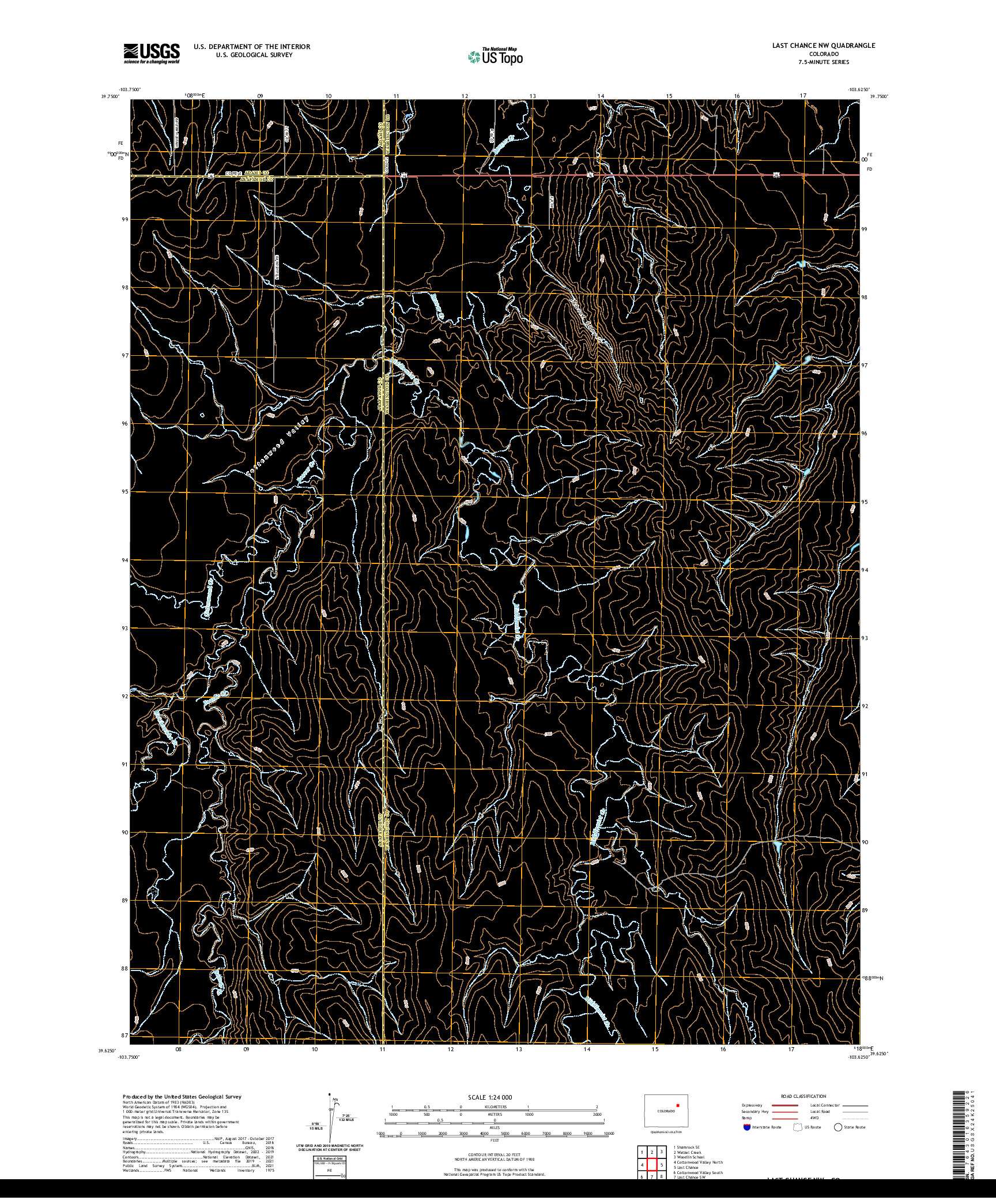 US TOPO 7.5-MINUTE MAP FOR LAST CHANCE NW, CO