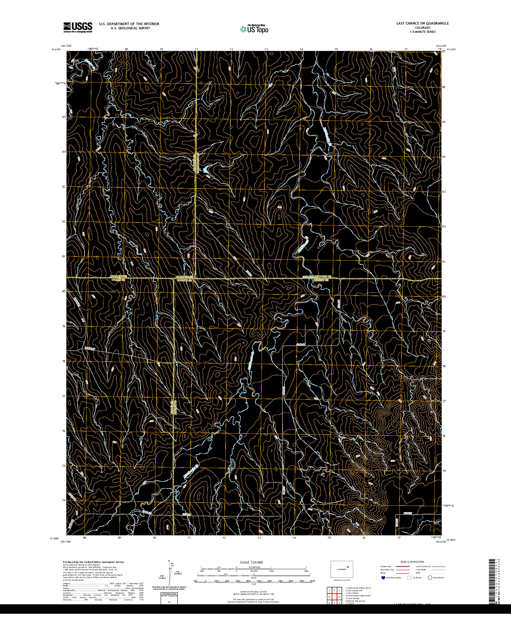 US TOPO 7.5-MINUTE MAP FOR LAST CHANCE SW, CO