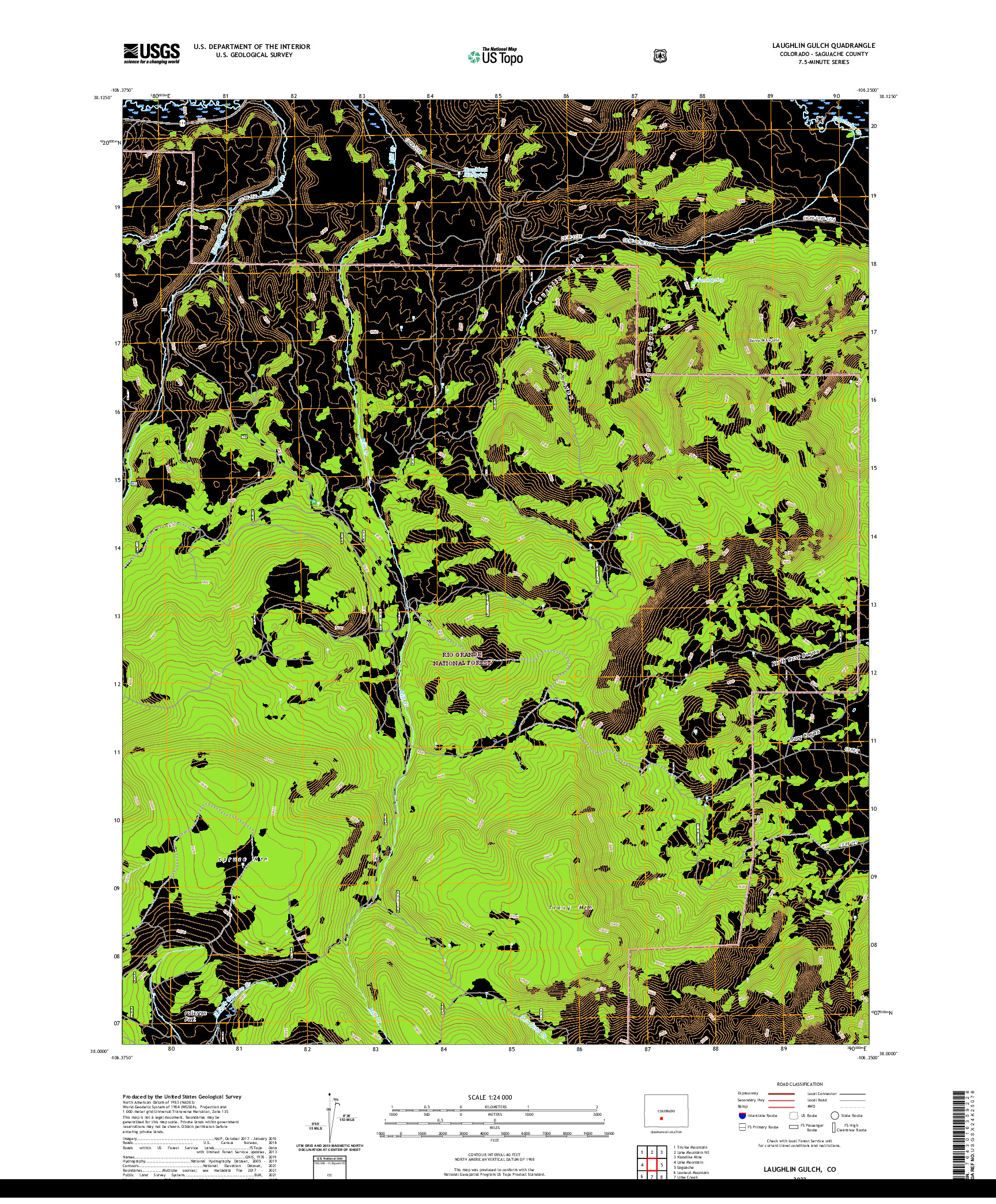 US TOPO 7.5-MINUTE MAP FOR LAUGHLIN GULCH, CO