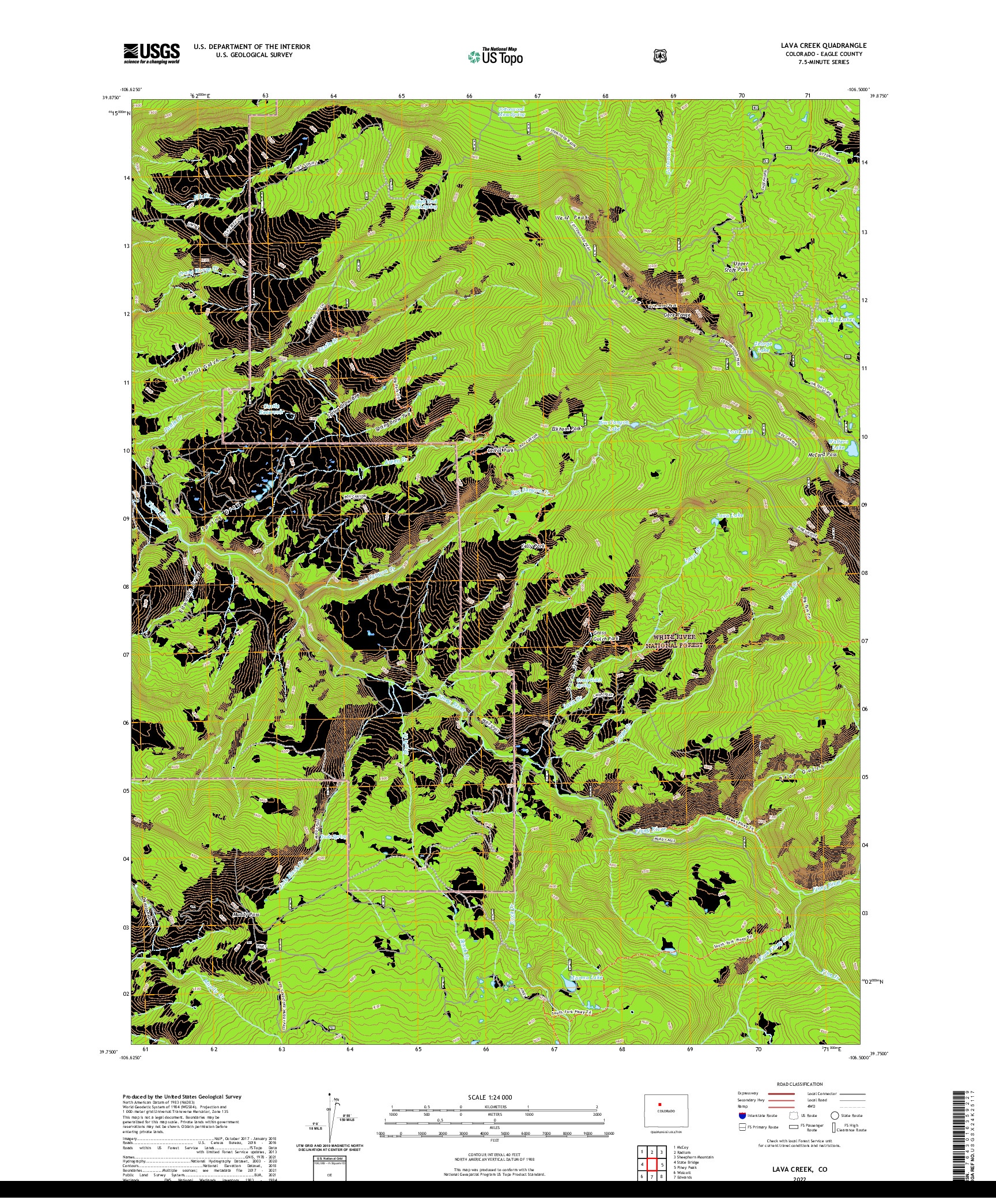 US TOPO 7.5-MINUTE MAP FOR LAVA CREEK, CO