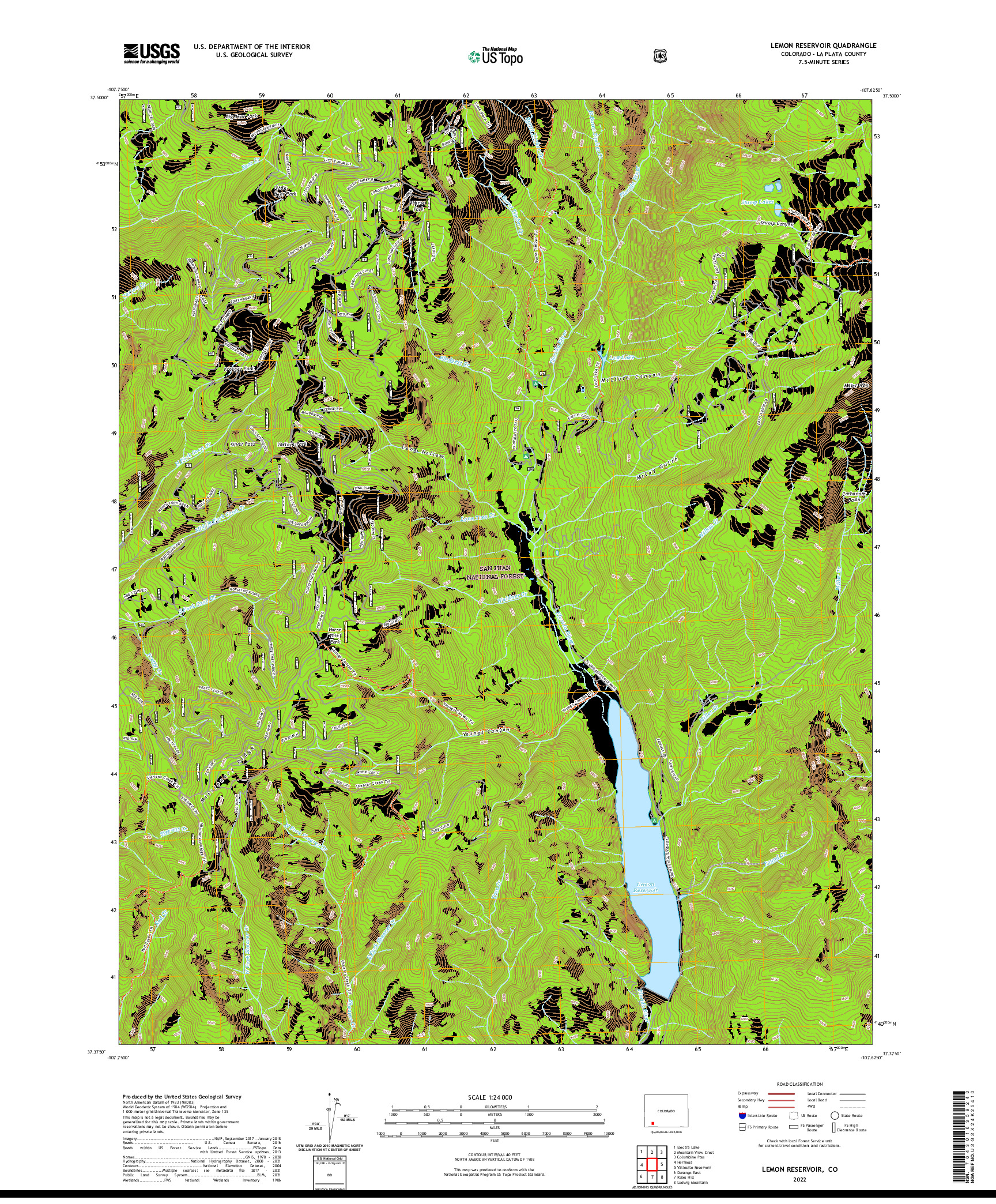 US TOPO 7.5-MINUTE MAP FOR LEMON RESERVOIR, CO