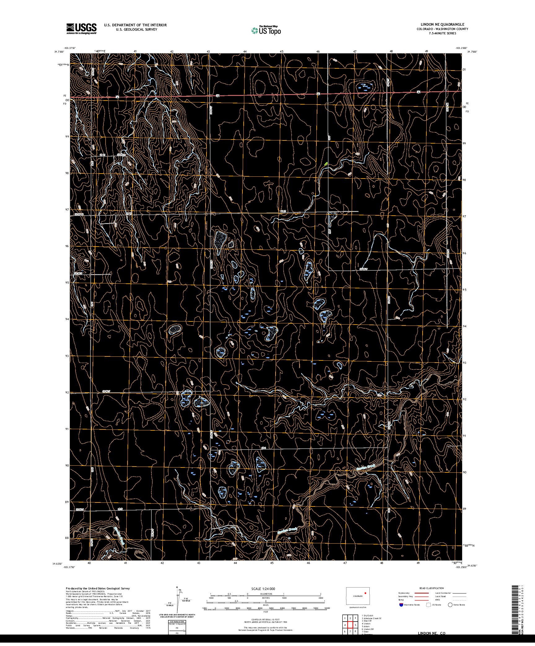 US TOPO 7.5-MINUTE MAP FOR LINDON NE, CO