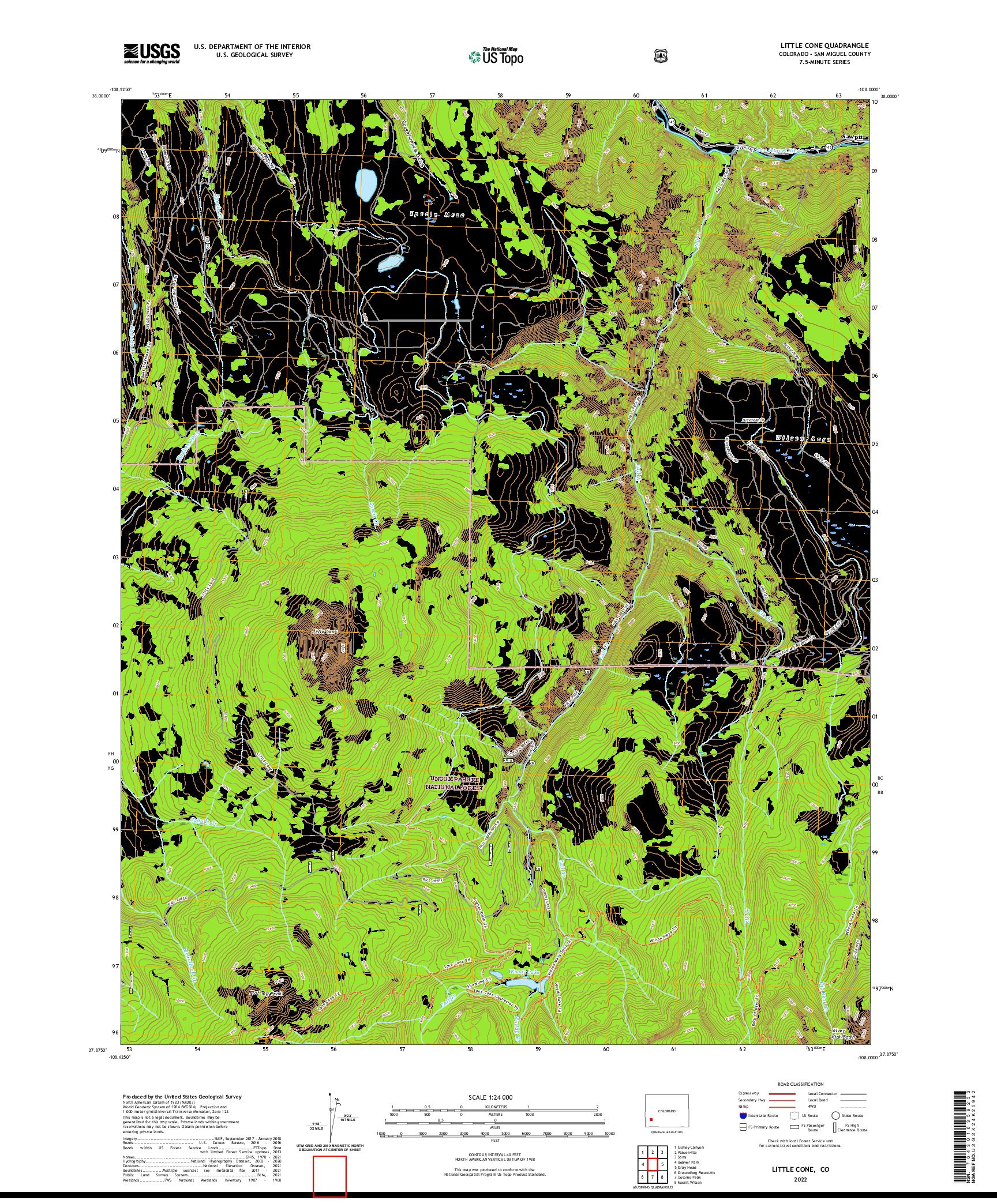 US TOPO 7.5-MINUTE MAP FOR LITTLE CONE, CO