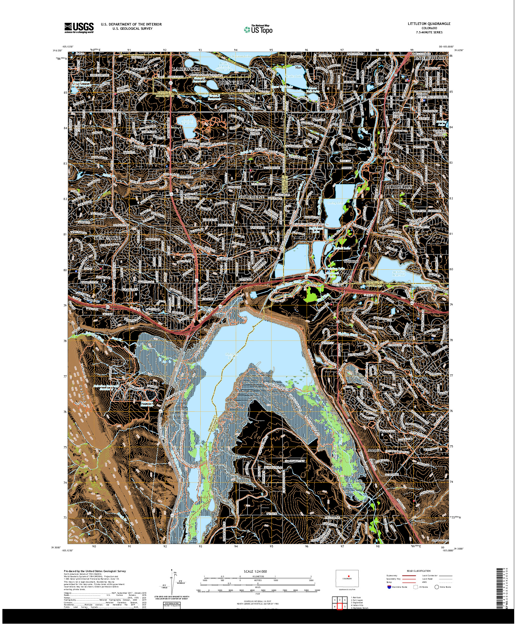 US TOPO 7.5-MINUTE MAP FOR LITTLETON, CO