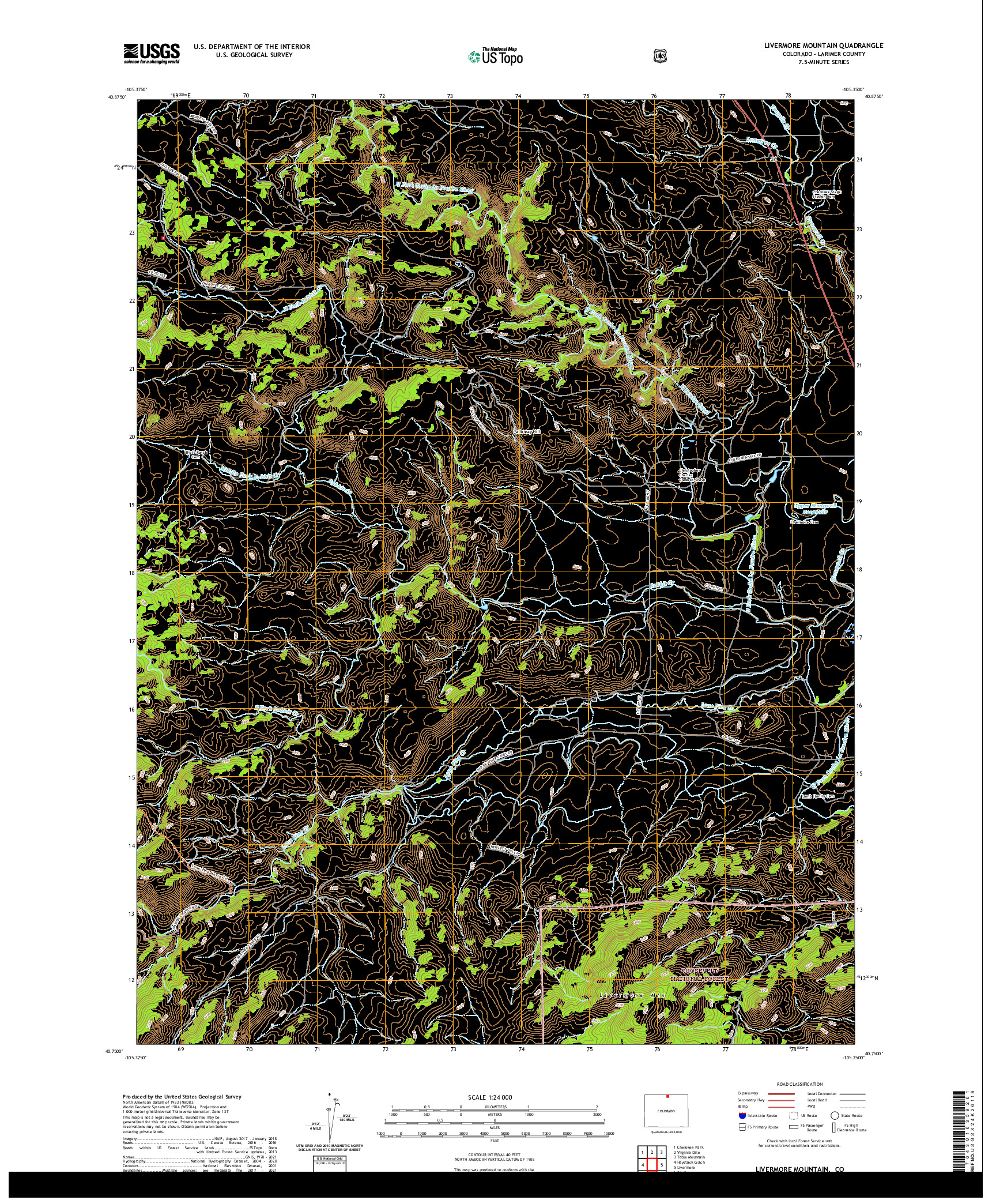 US TOPO 7.5-MINUTE MAP FOR LIVERMORE MOUNTAIN, CO