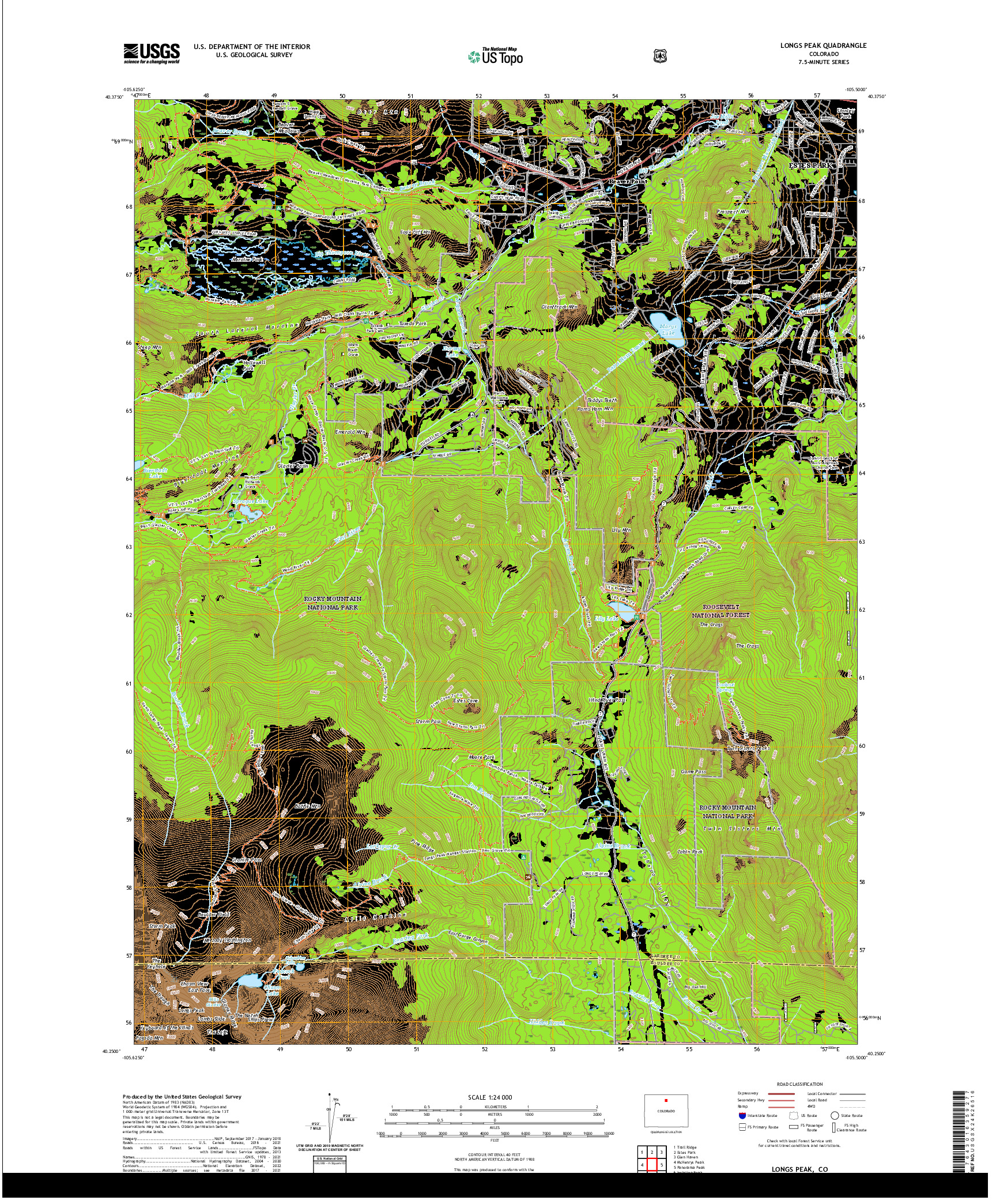 US TOPO 7.5-MINUTE MAP FOR LONGS PEAK, CO