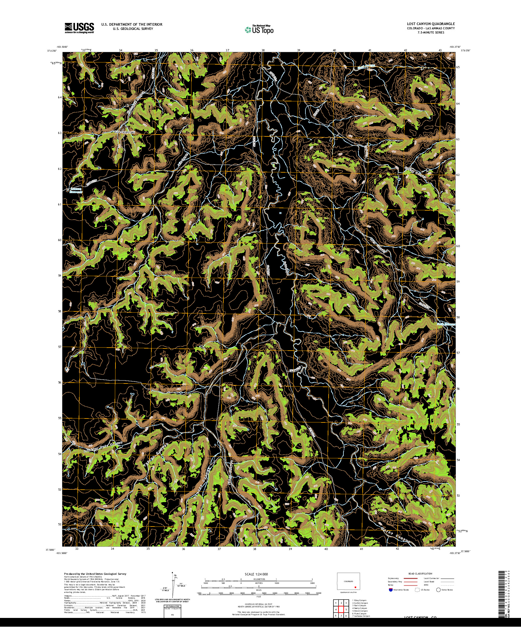 US TOPO 7.5-MINUTE MAP FOR LOST CANYON, CO