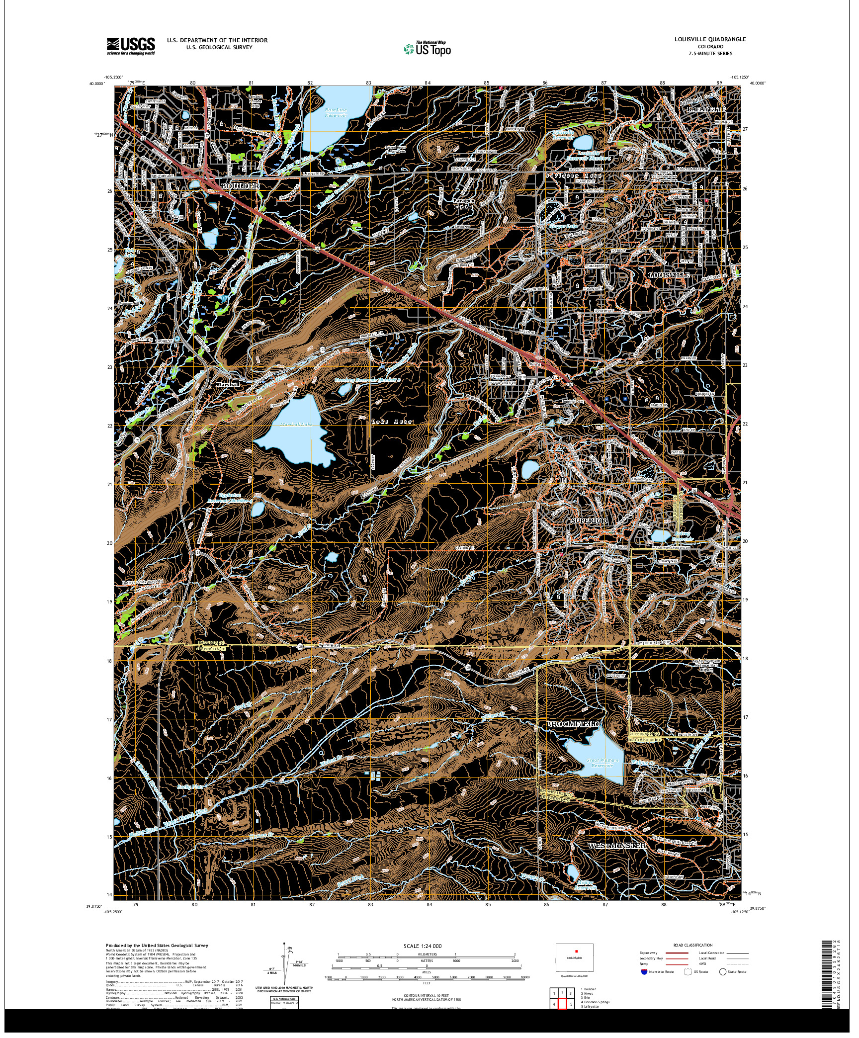 US TOPO 7.5-MINUTE MAP FOR LOUISVILLE, CO
