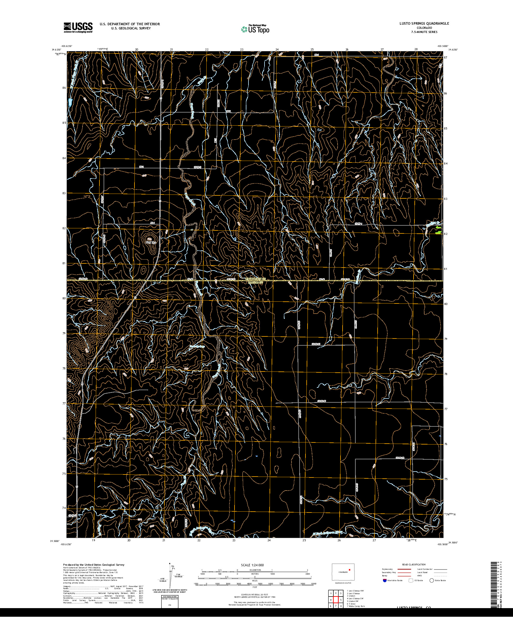 US TOPO 7.5-MINUTE MAP FOR LUSTO SPRINGS, CO