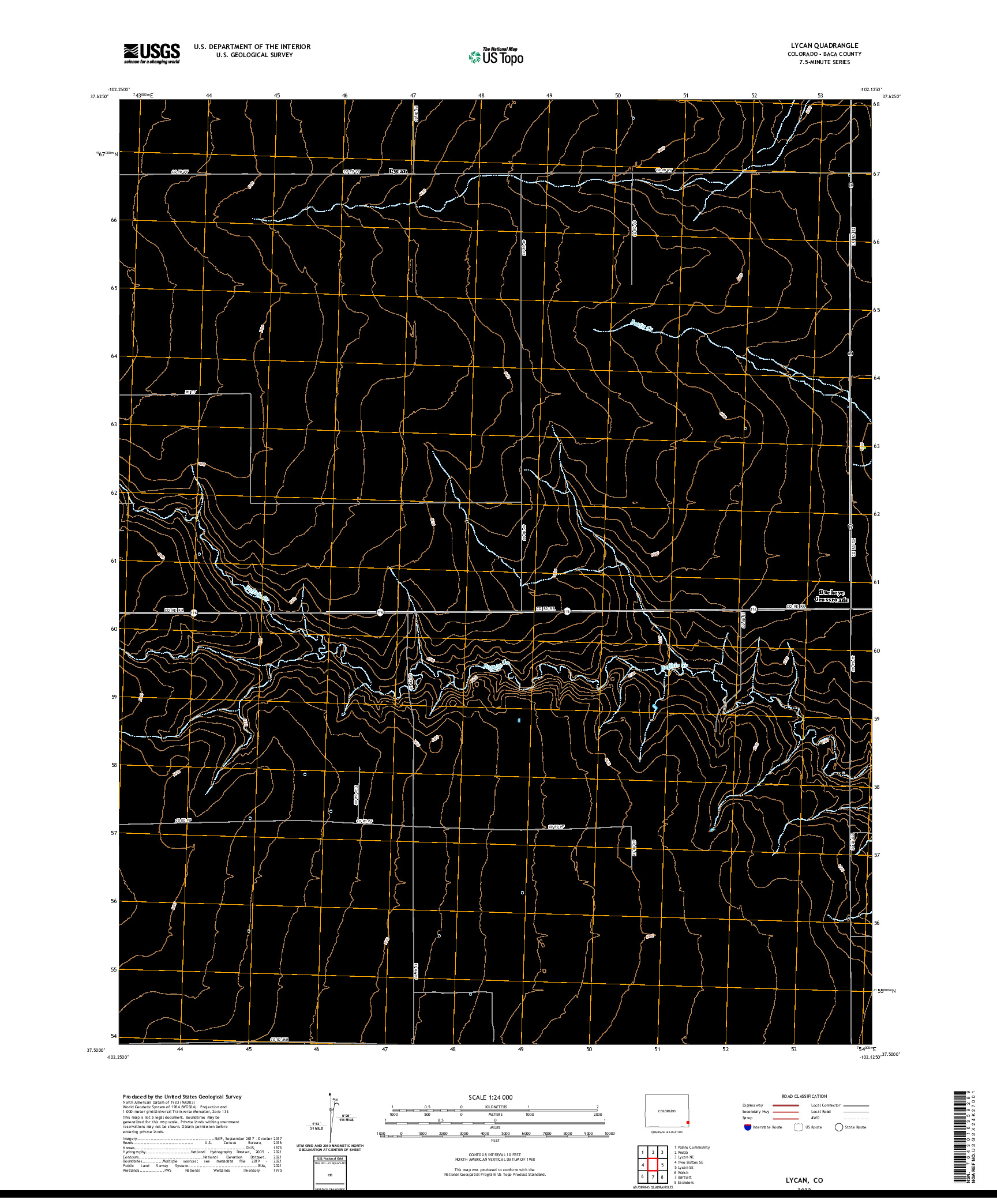 US TOPO 7.5-MINUTE MAP FOR LYCAN, CO