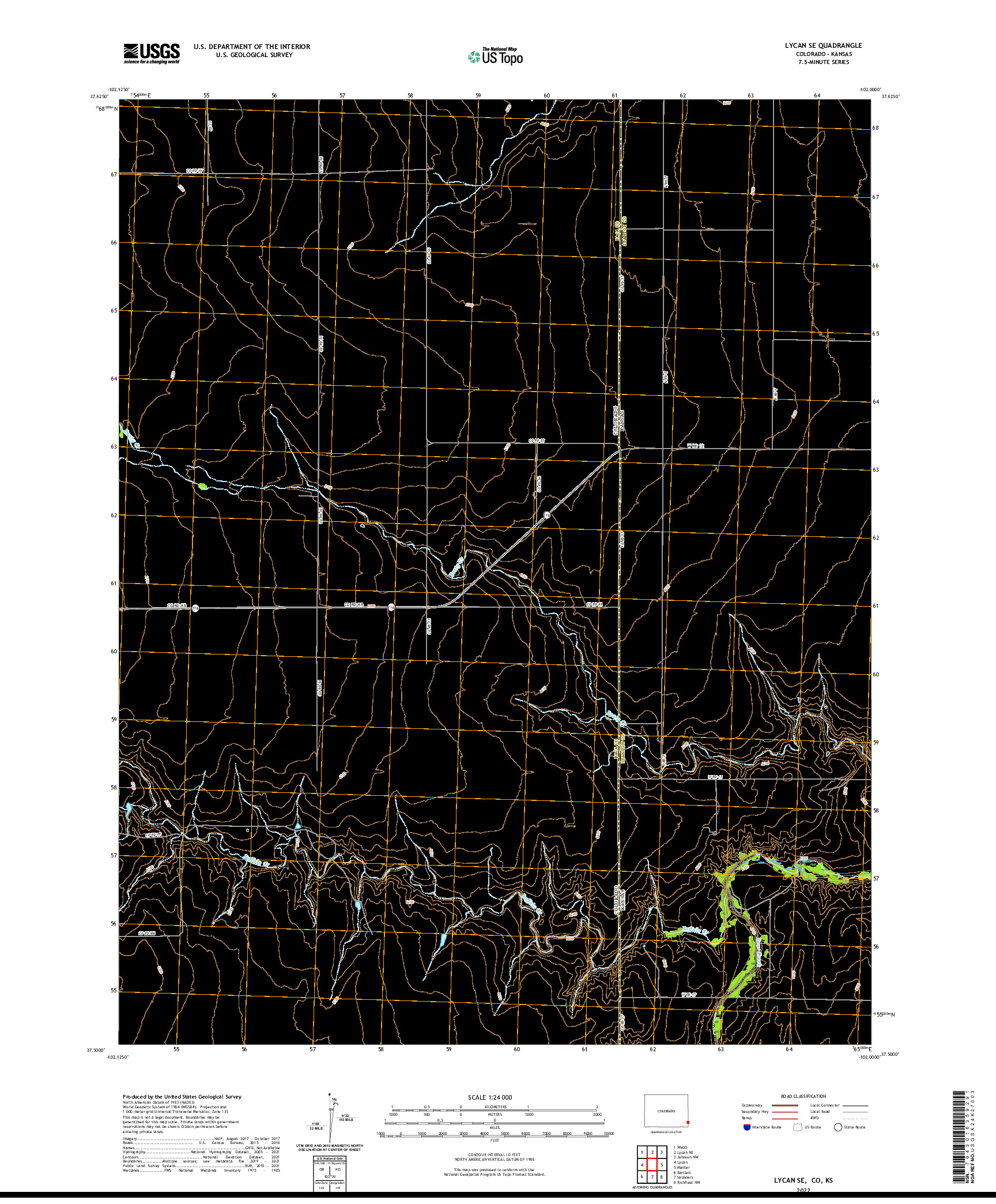 US TOPO 7.5-MINUTE MAP FOR LYCAN SE, CO,KS
