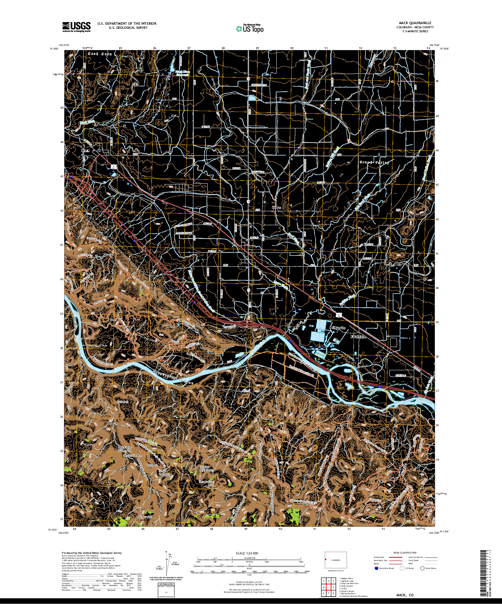 US TOPO 7.5-MINUTE MAP FOR MACK, CO