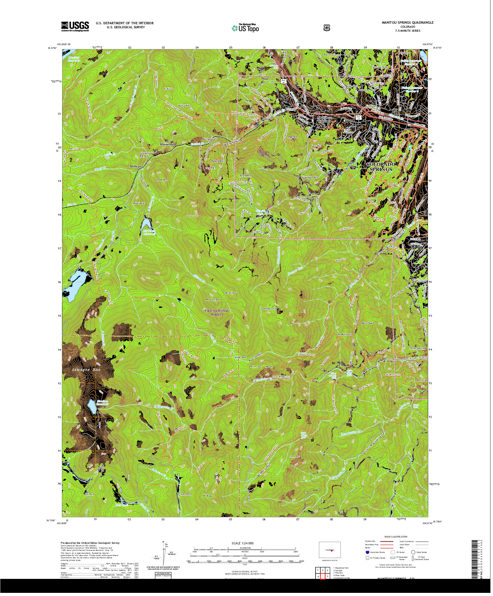 US TOPO 7.5-MINUTE MAP FOR MANITOU SPRINGS, CO